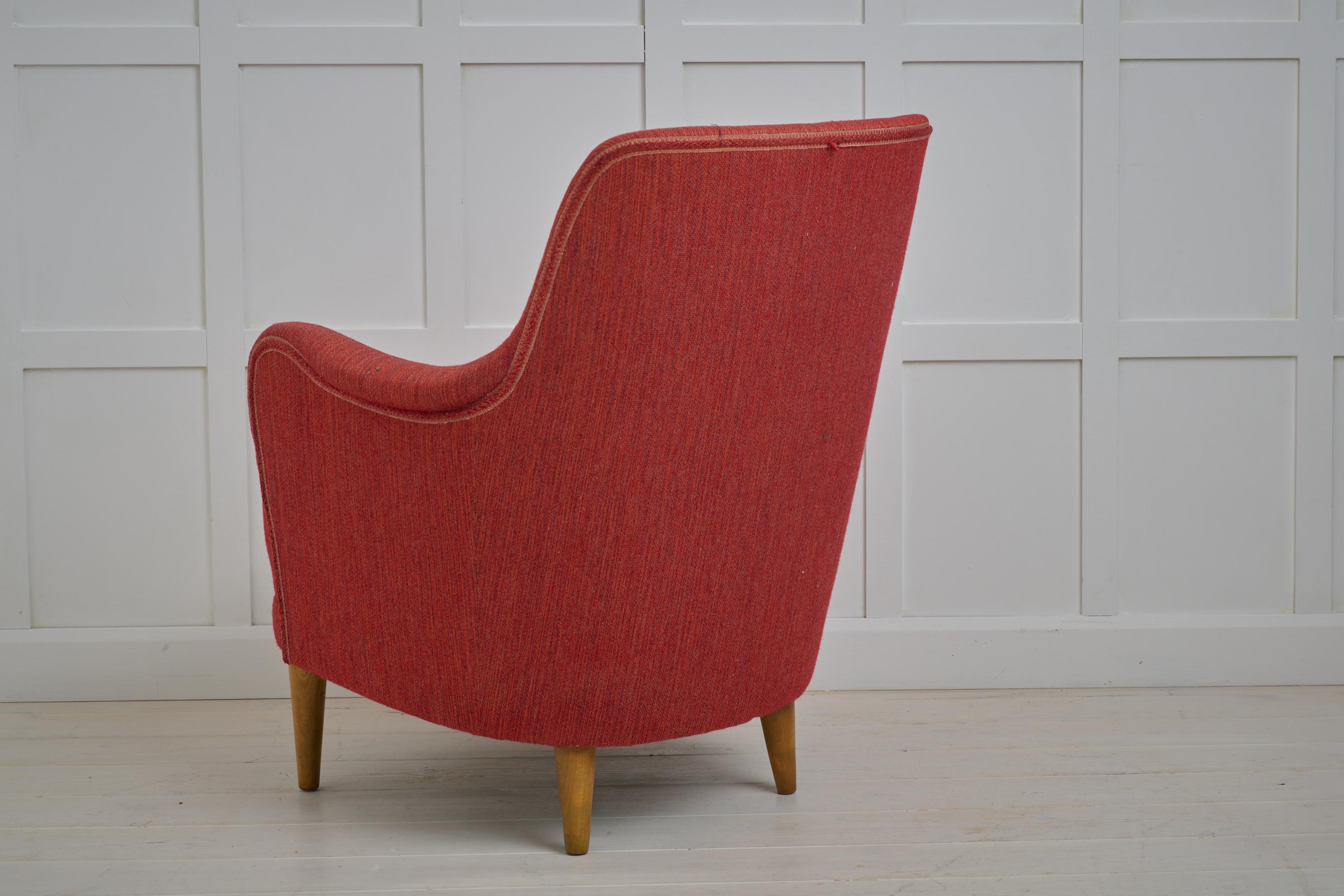 Sillón Vintage Escandinavo Moderno Carl Malmsten Samsas Original Tela en venta