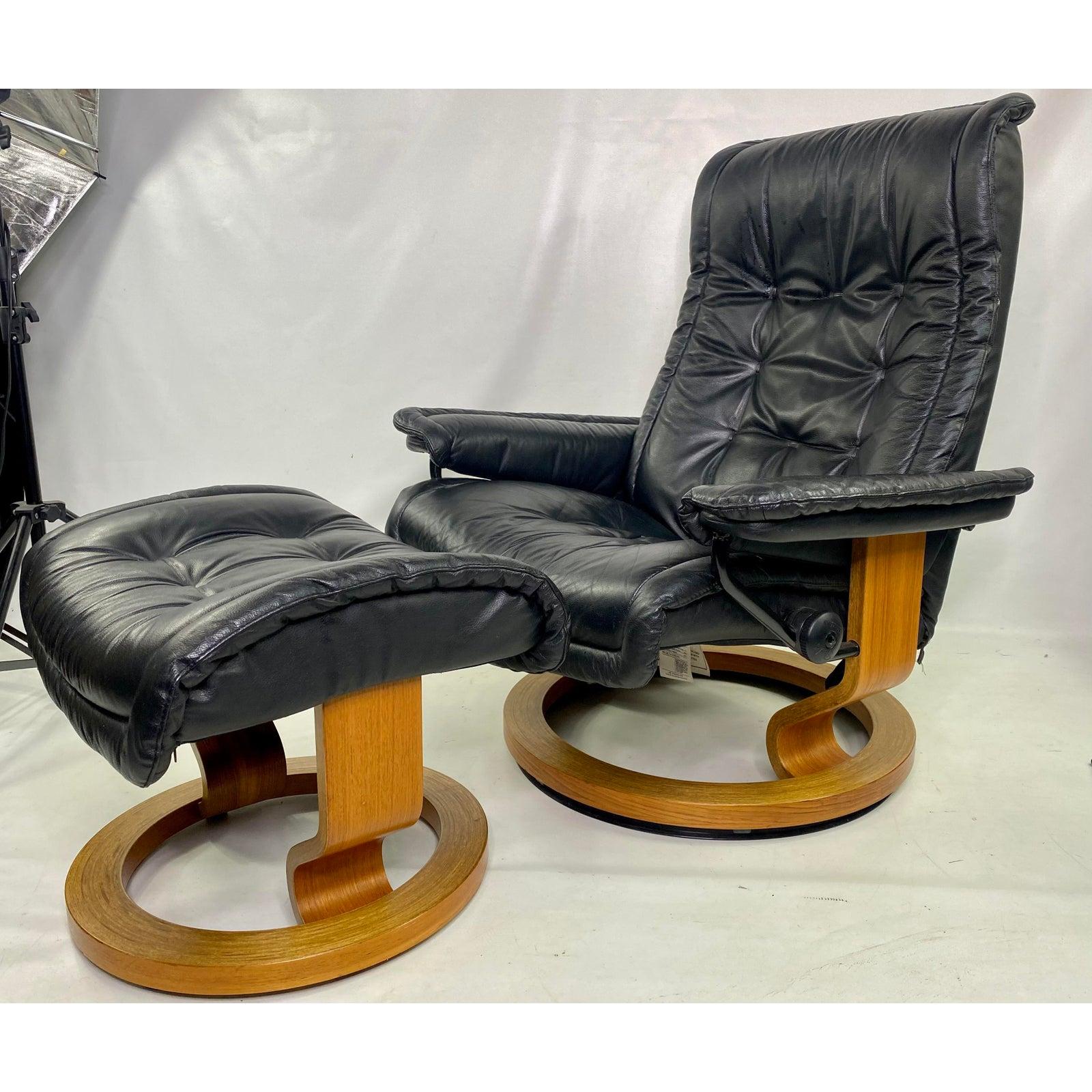 Stressless Recliner Chair And Ottoman, Leather Reclining Chair And Ottoman