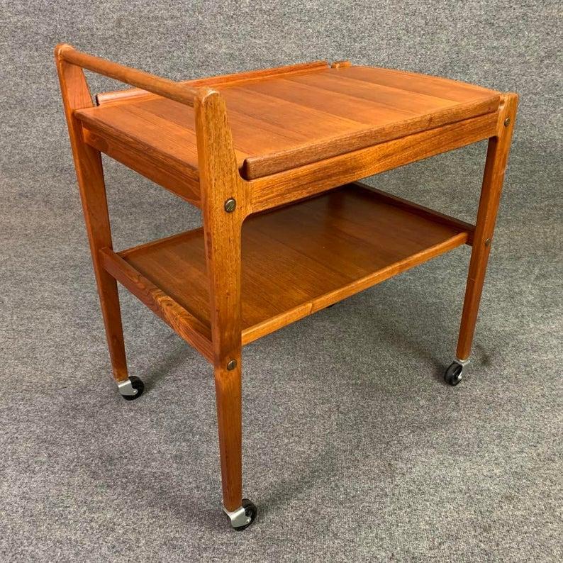 Swedish Vintage Scandinavian Modern Erik Gustafssons Teak Trolley Cart
