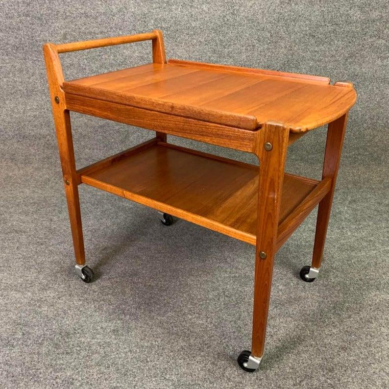 Vintage Scandinavian Modern Erik Gustafssons Teak Trolley Cart In Good Condition In San Marcos, CA