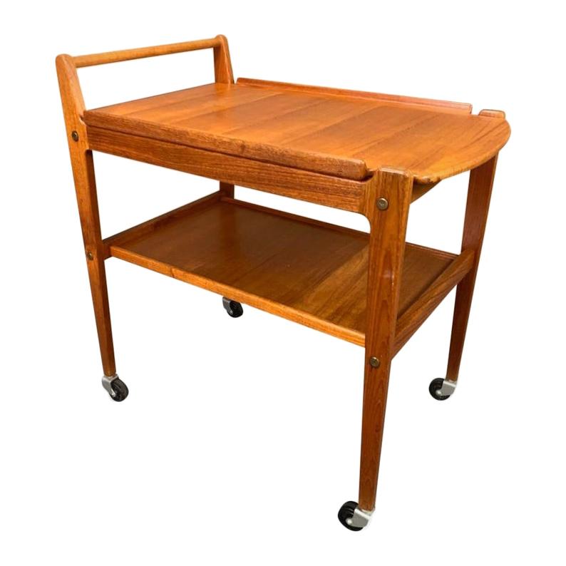 Vintage Scandinavian Modern Erik Gustafssons Teak Trolley Cart