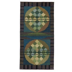 Retro Scandinavian Modern Handwoven Rug by Vannerus-Rydgran