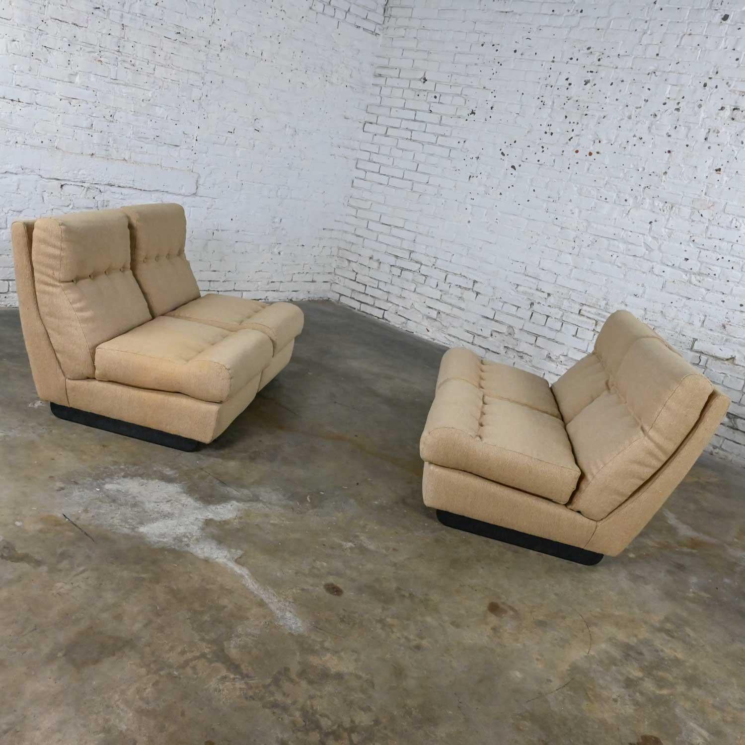 Tissu Canapé modulaire vintage scandinave moderne kaki Hopsacking 4 pièces fabriqué en Suède en vente