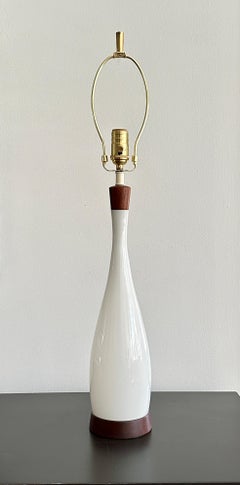 Vintage Scandinavian Modern Opaline Teak Lamp designed by Jacob Bang for Kastrup
