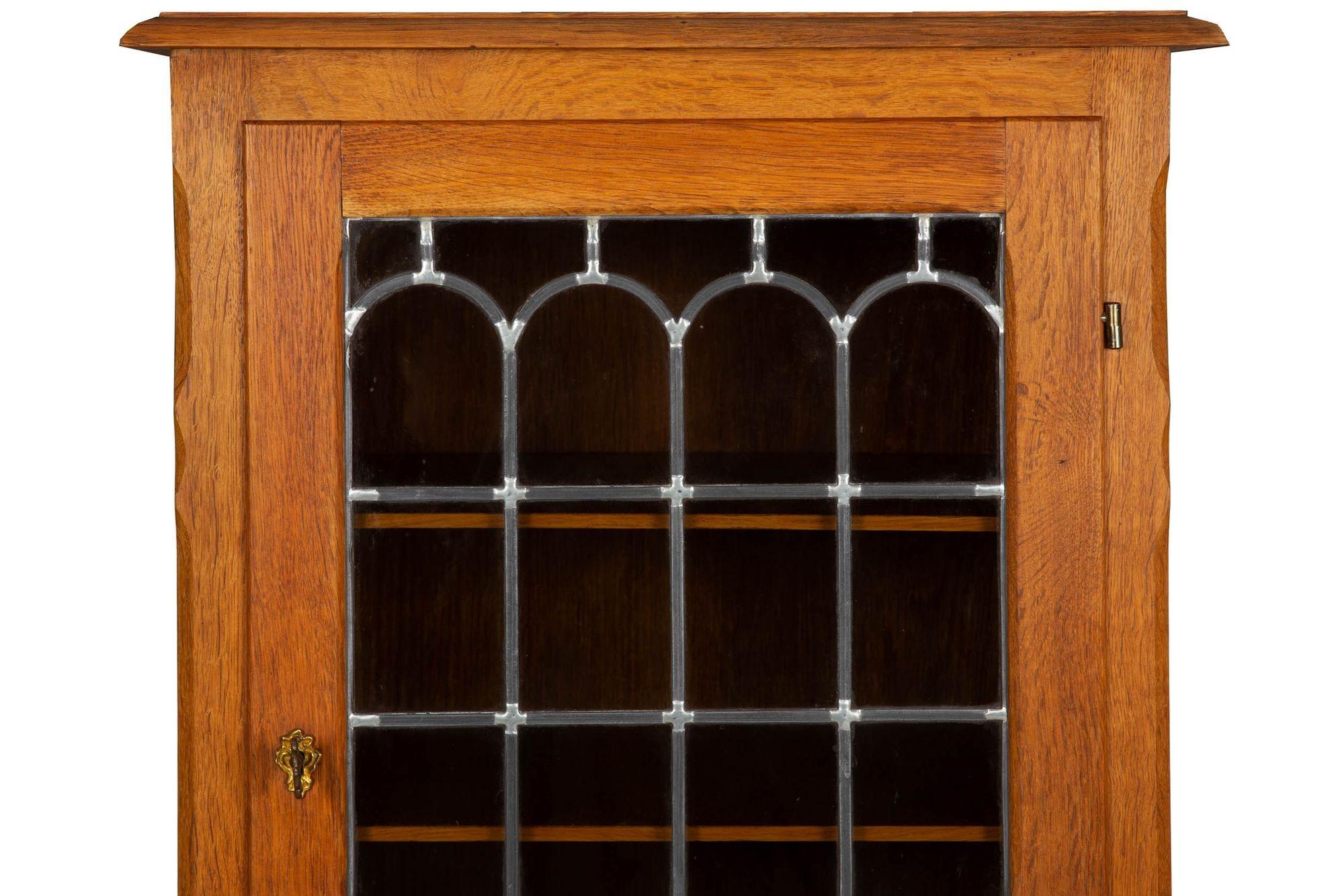 Glass Vintage Scandinavian Modern Patinated Oak Display Cabinet, circa 1950s For Sale