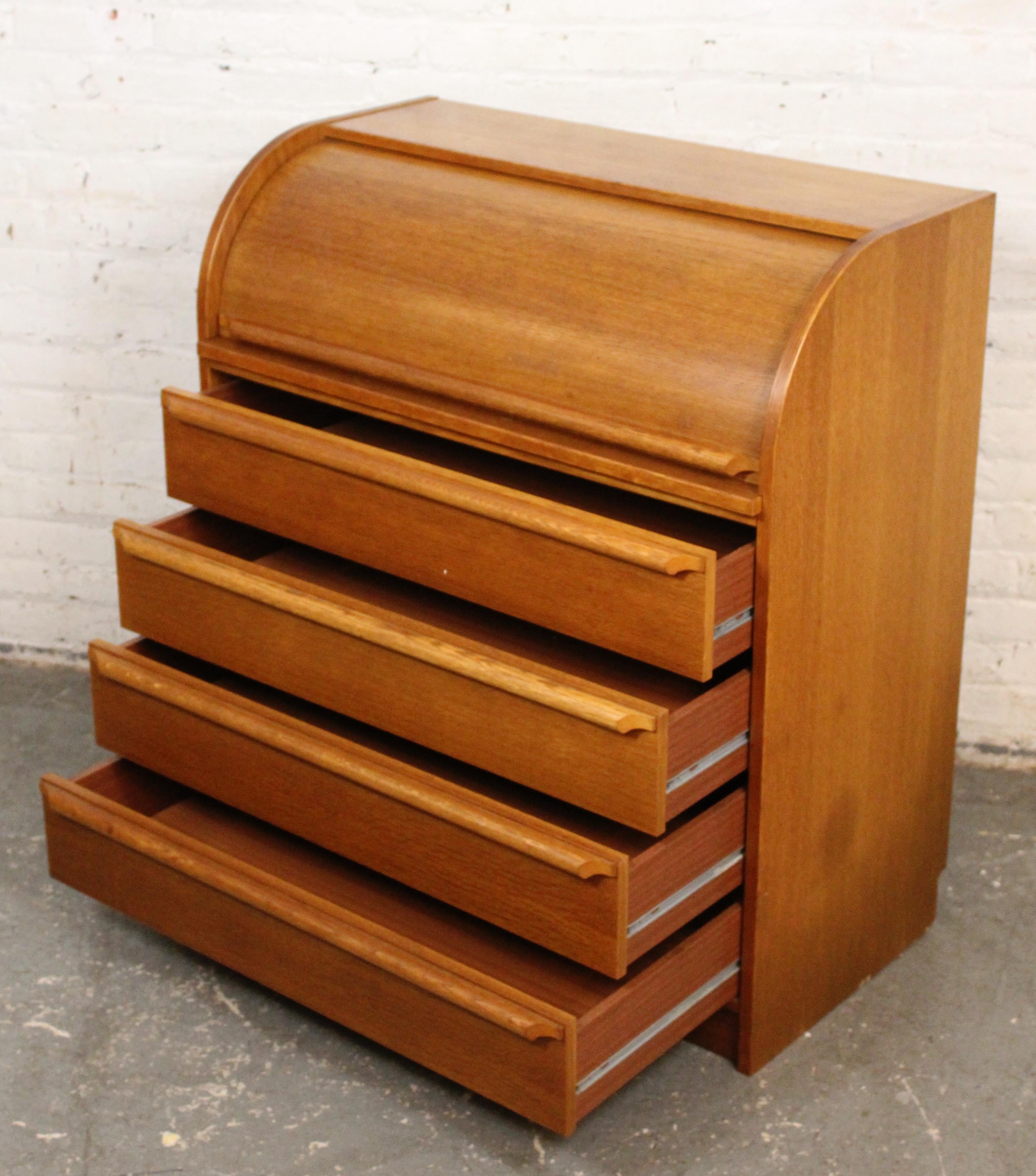 Scandinavo Segreteria Rolltop in teak The Modern Scandinavian Vintage in vendita