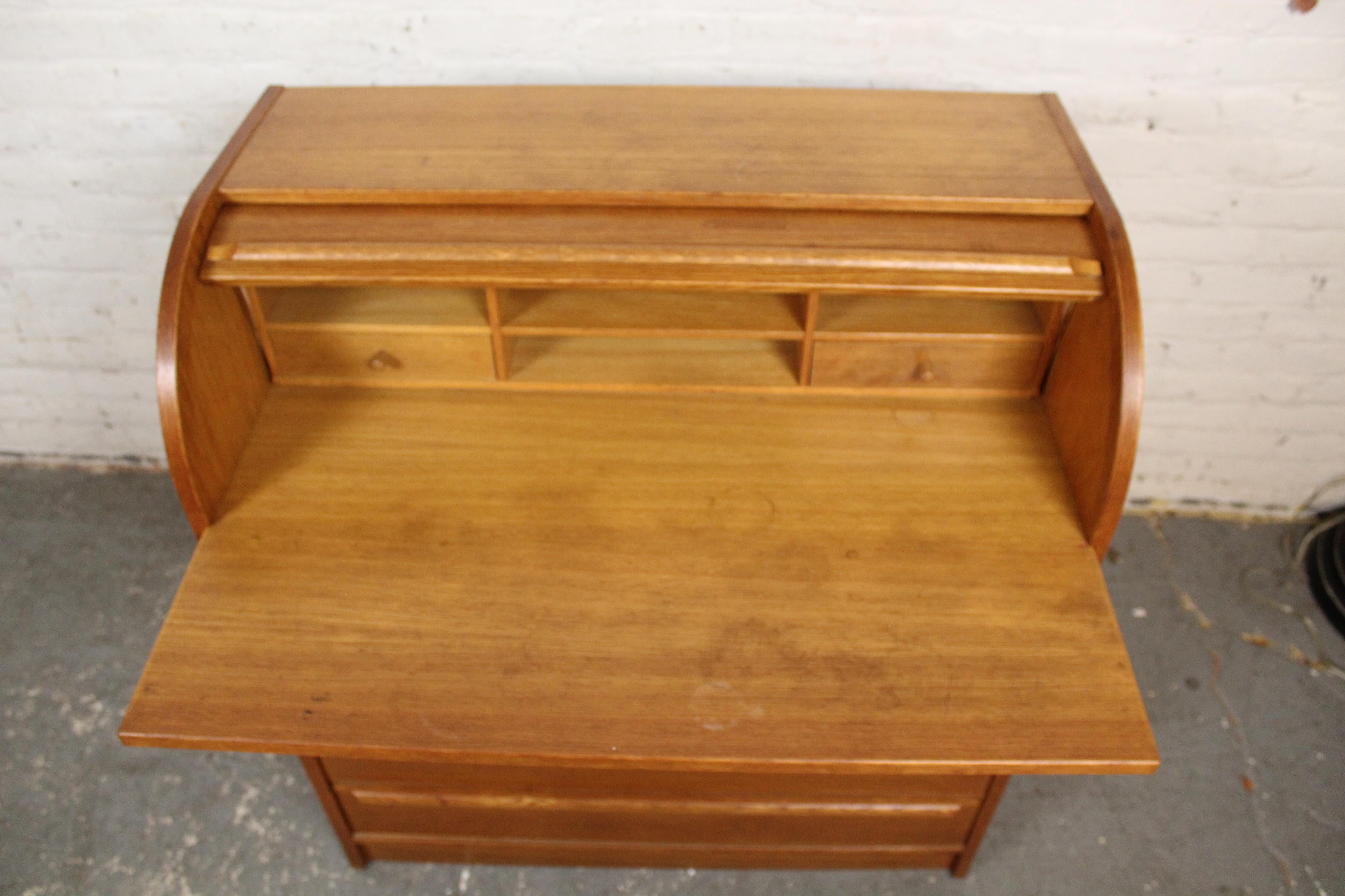Segreteria Rolltop in teak The Modern Scandinavian Vintage in vendita 1