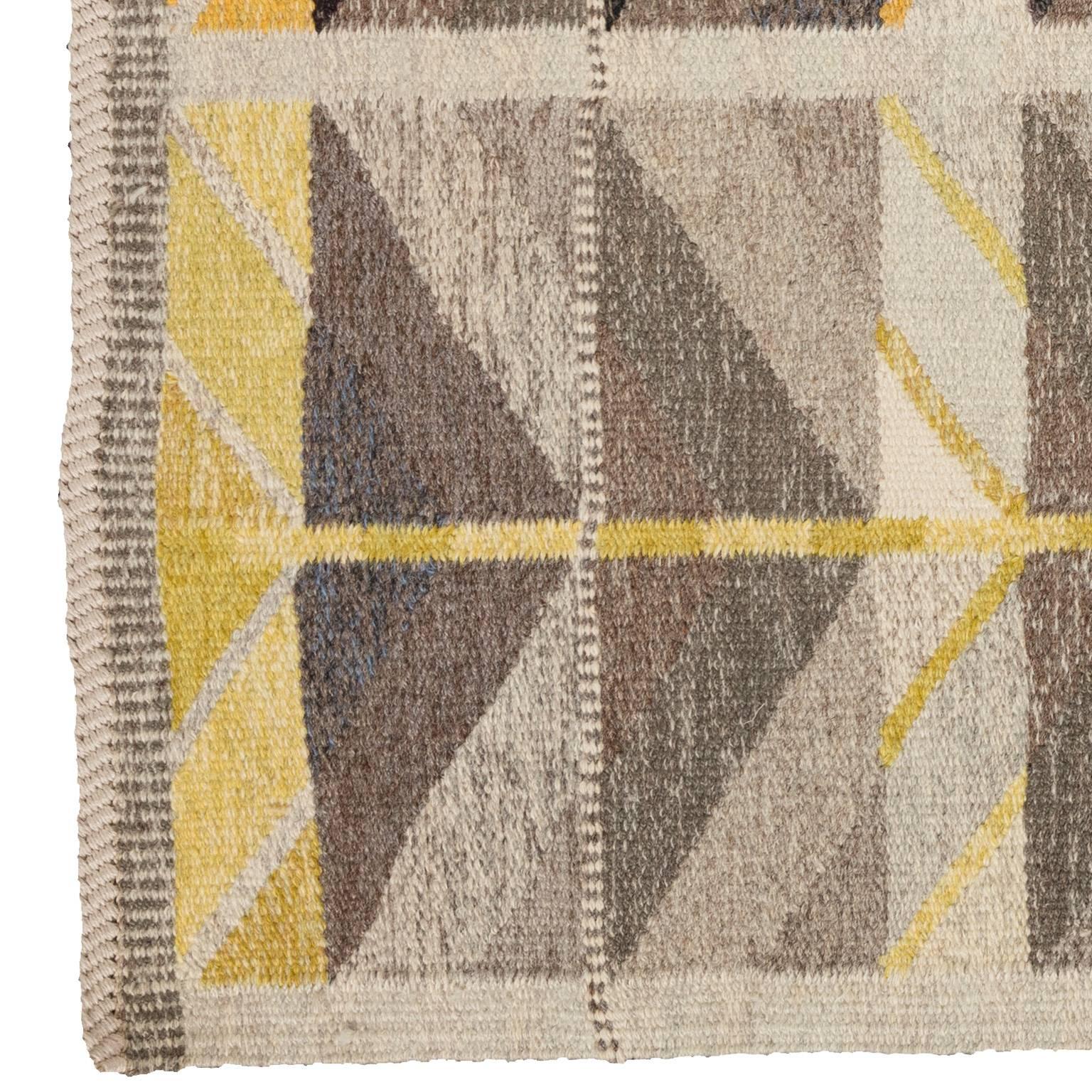 Swedish Vintage Scandinavian Modern Rug, Diagonals Carpet by Ingrid Dessau For Sale