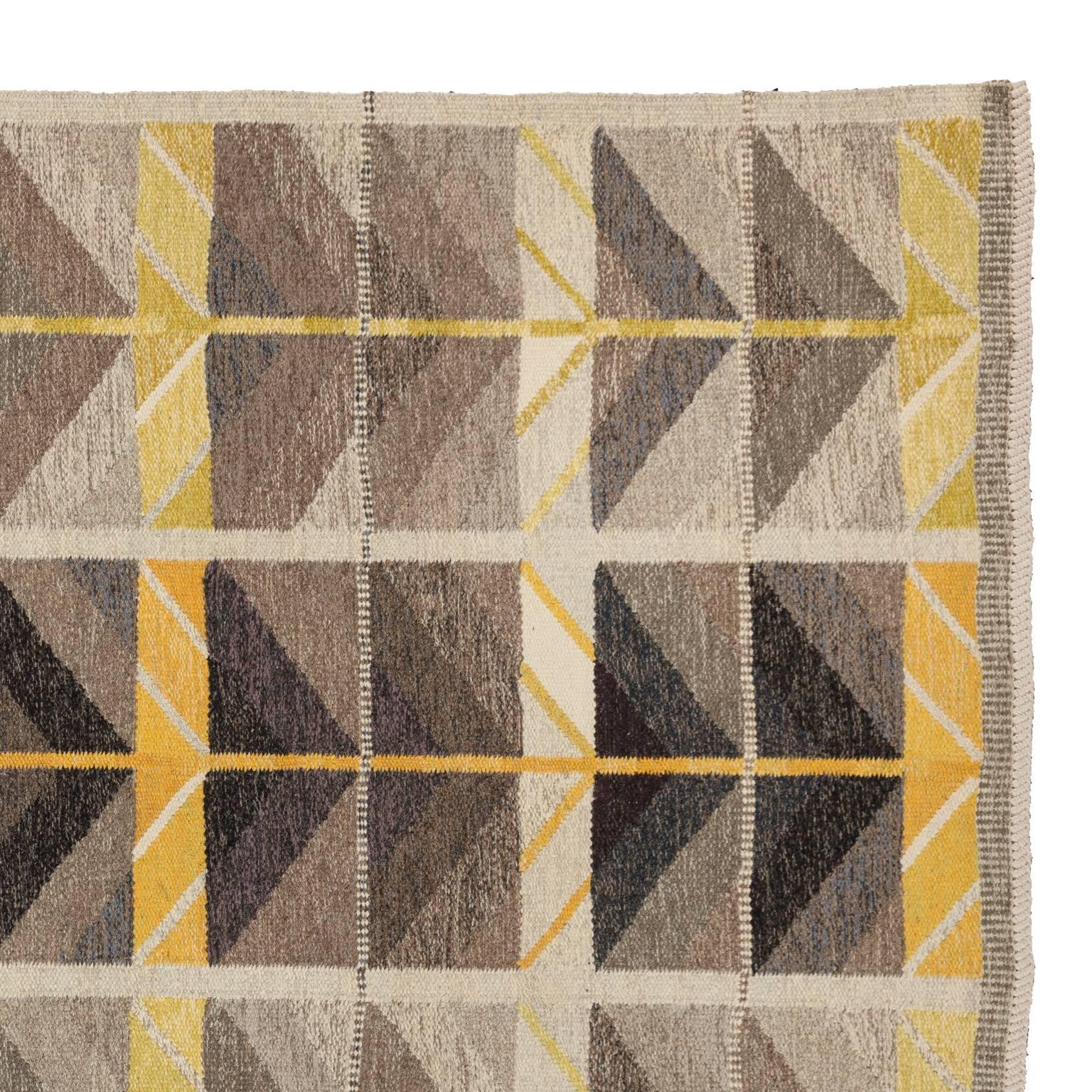 Mid-20th Century Vintage Scandinavian Modern Rug, Diagonals Carpet by Ingrid Dessau For Sale