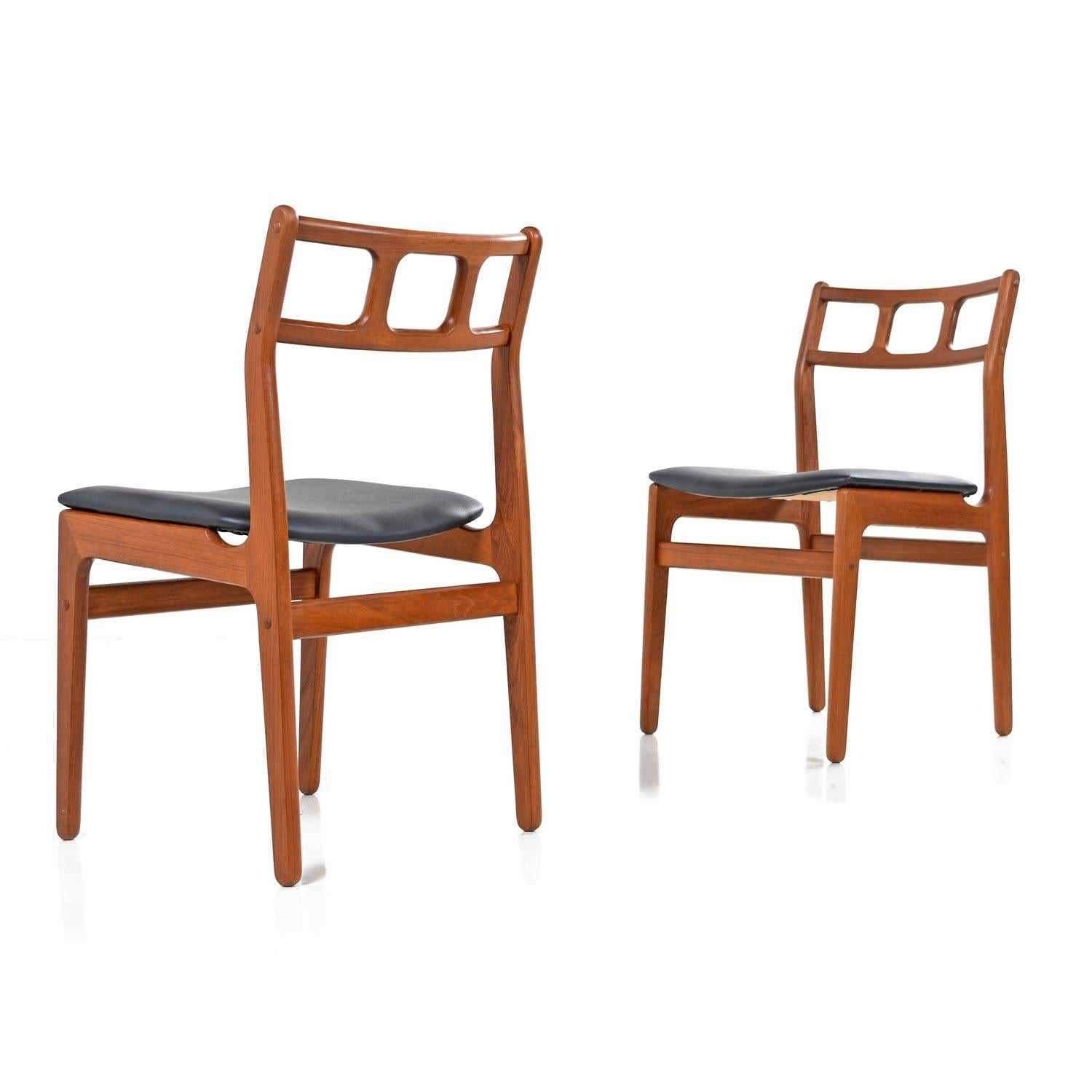 Late 20th Century Vintage Scandinavian Modern Solid Teak Dining Chairs Set of Four
