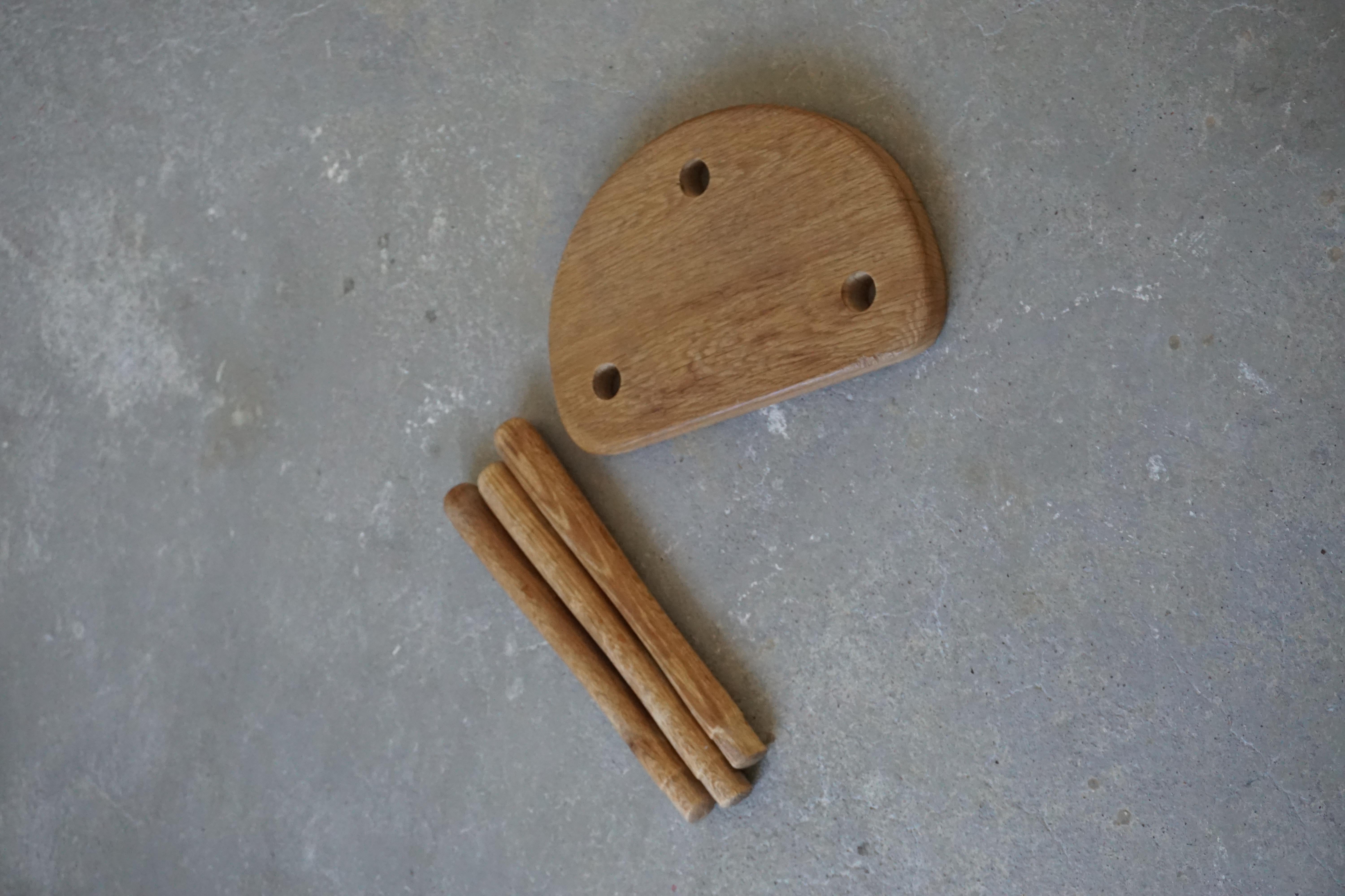 Danish Vintage Scandinavian Modern Solid Wooden Stool