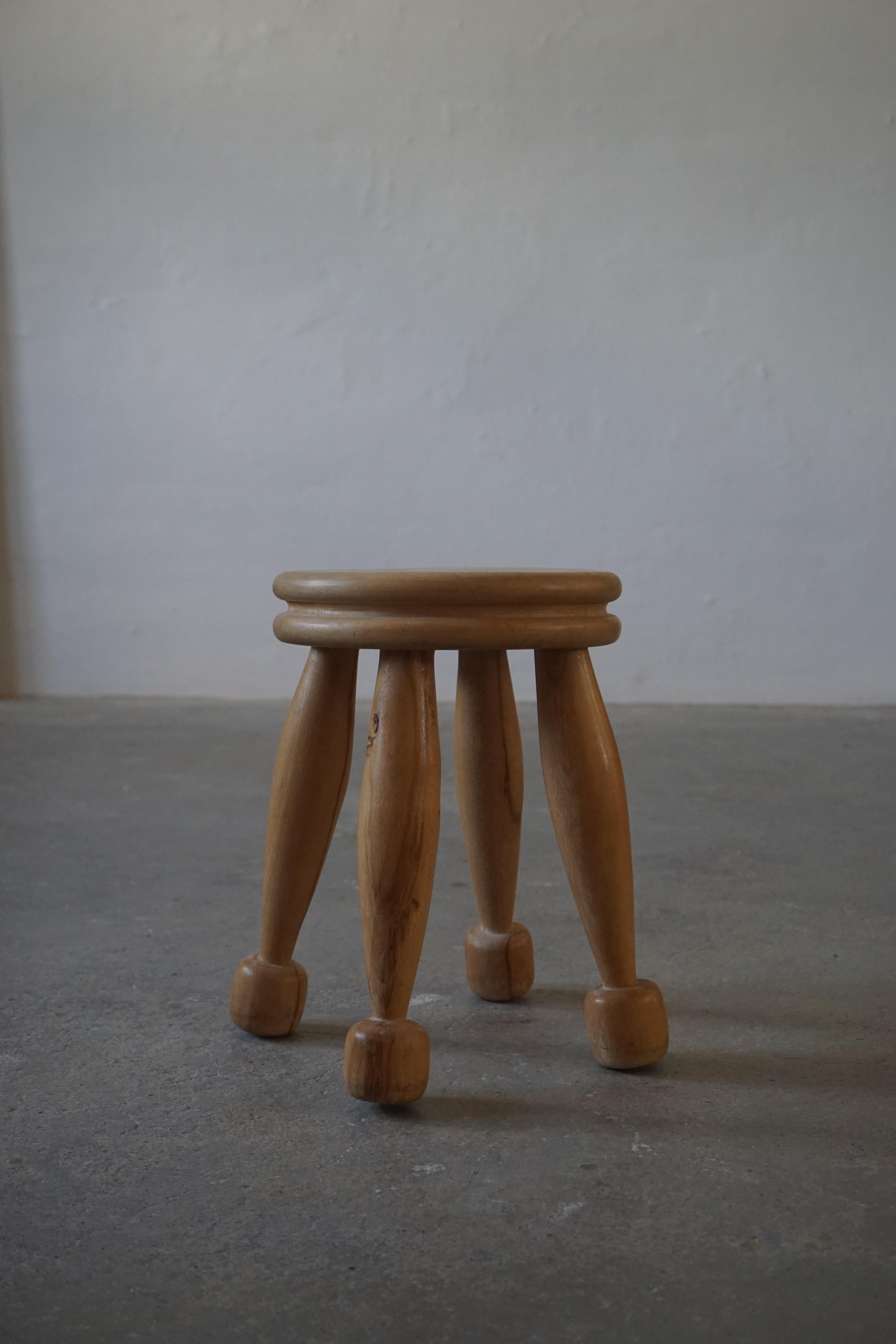 Mid-20th Century Vintage Scandinavian Modern Solid Wooden Stool