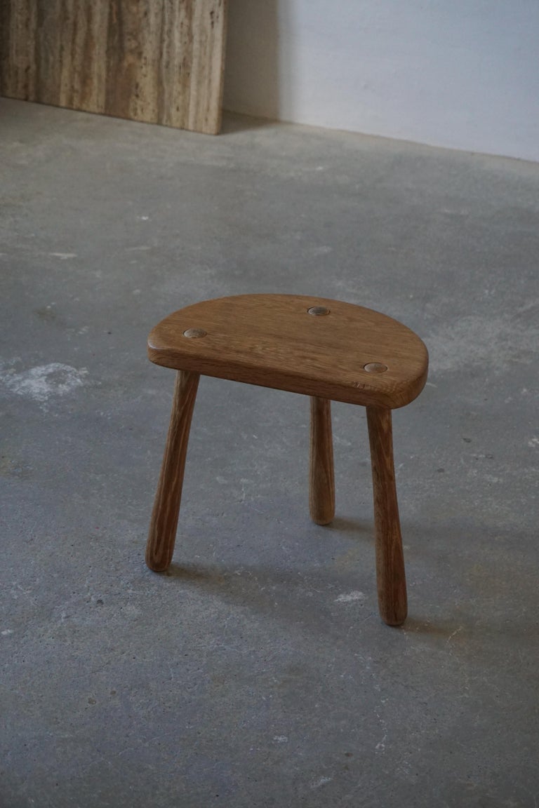 Vintage Scandinavian Modern Solid Wooden Stool at 1stDibs