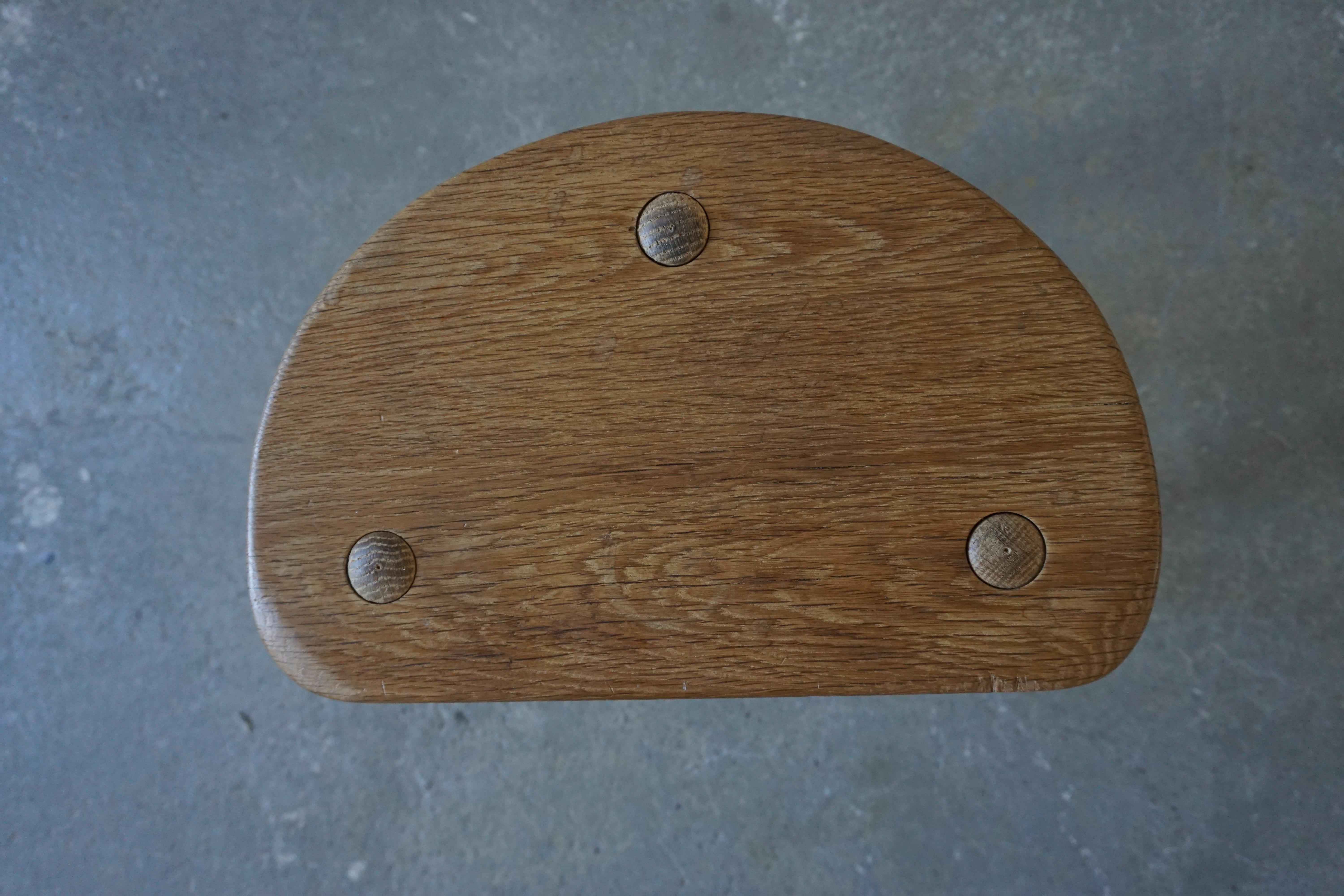 Vintage Scandinavian Modern Solid Wooden Stool 1