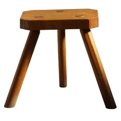 Vintage Scandinavian Modern Solid Wooden Stool