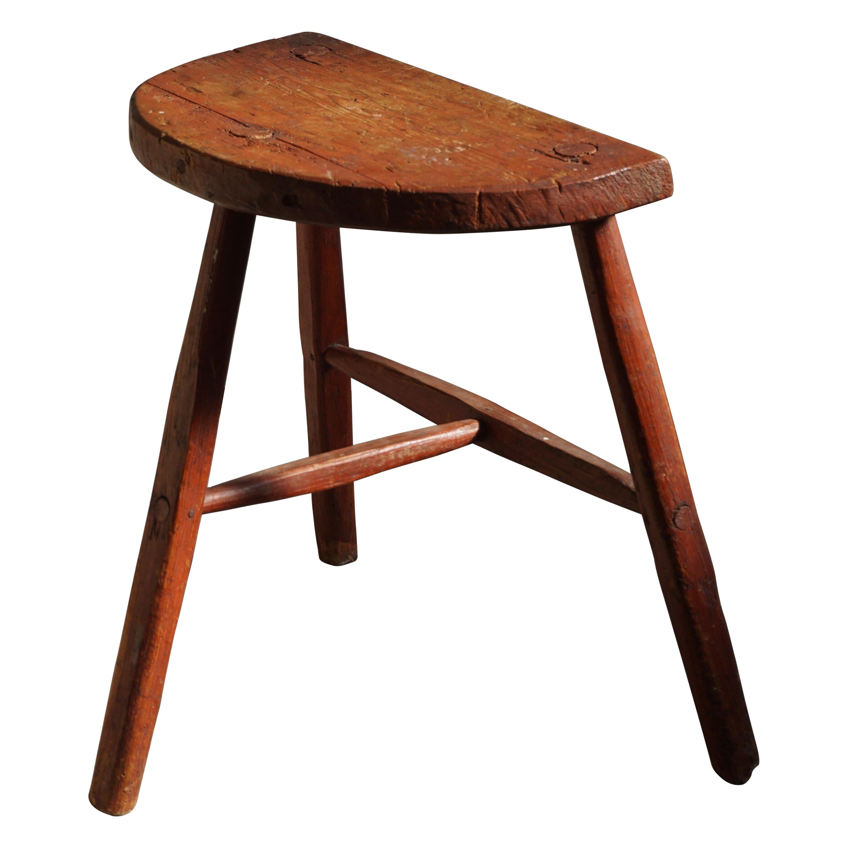 Vintage Scandinavian Modern Solid Wooden Stool