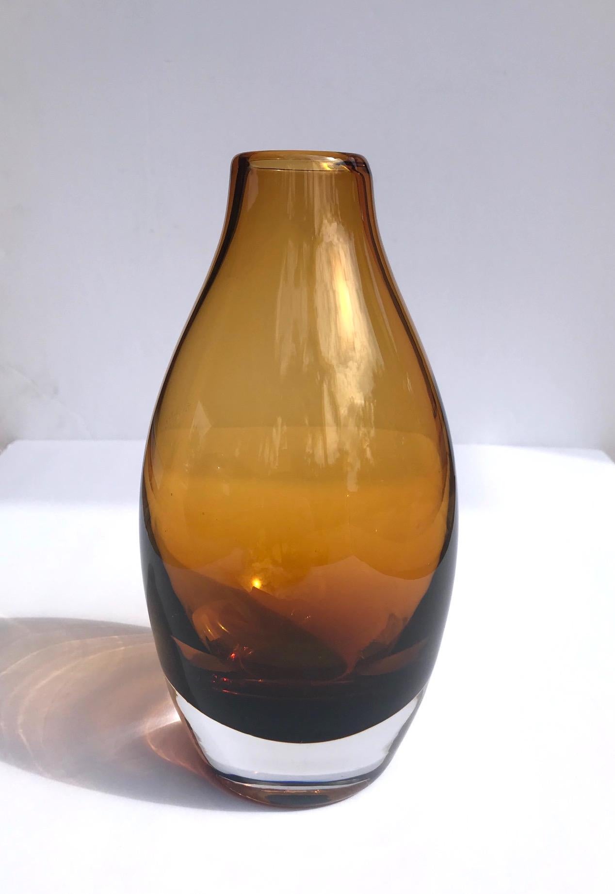 vintage amber glass vase