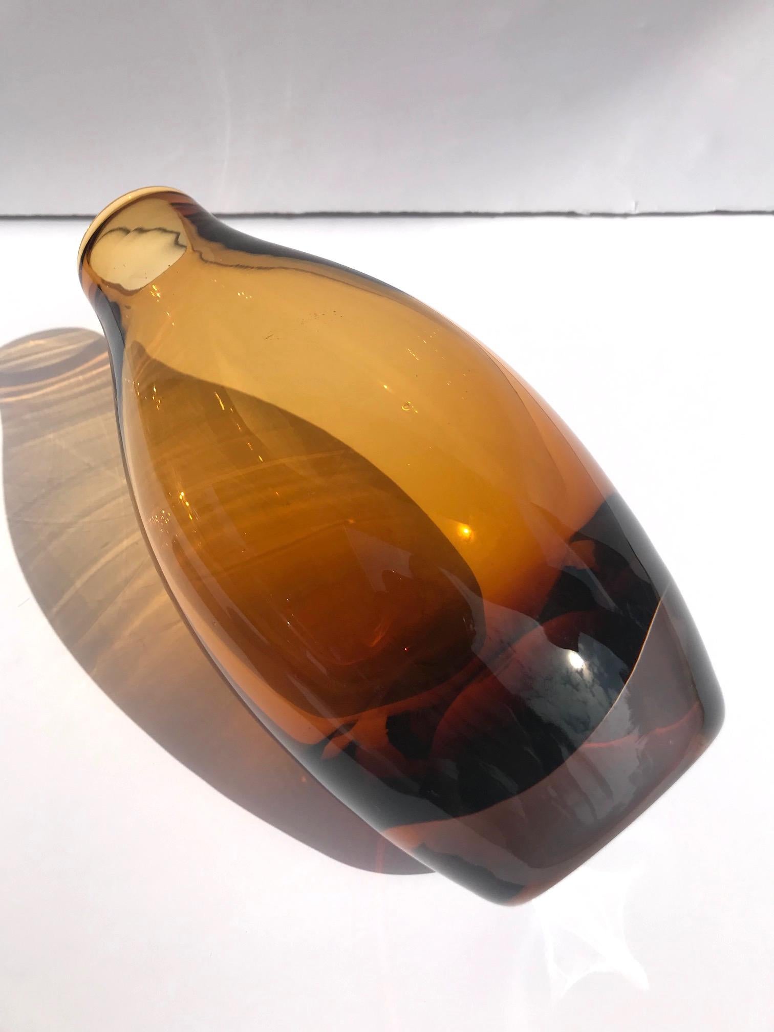 mid century amber glass vase
