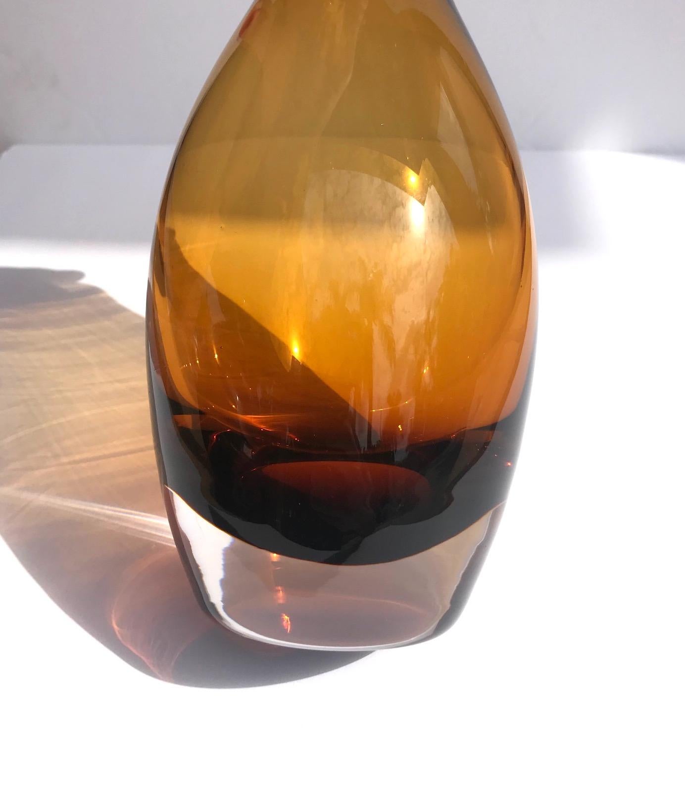 amber glass vase vintage