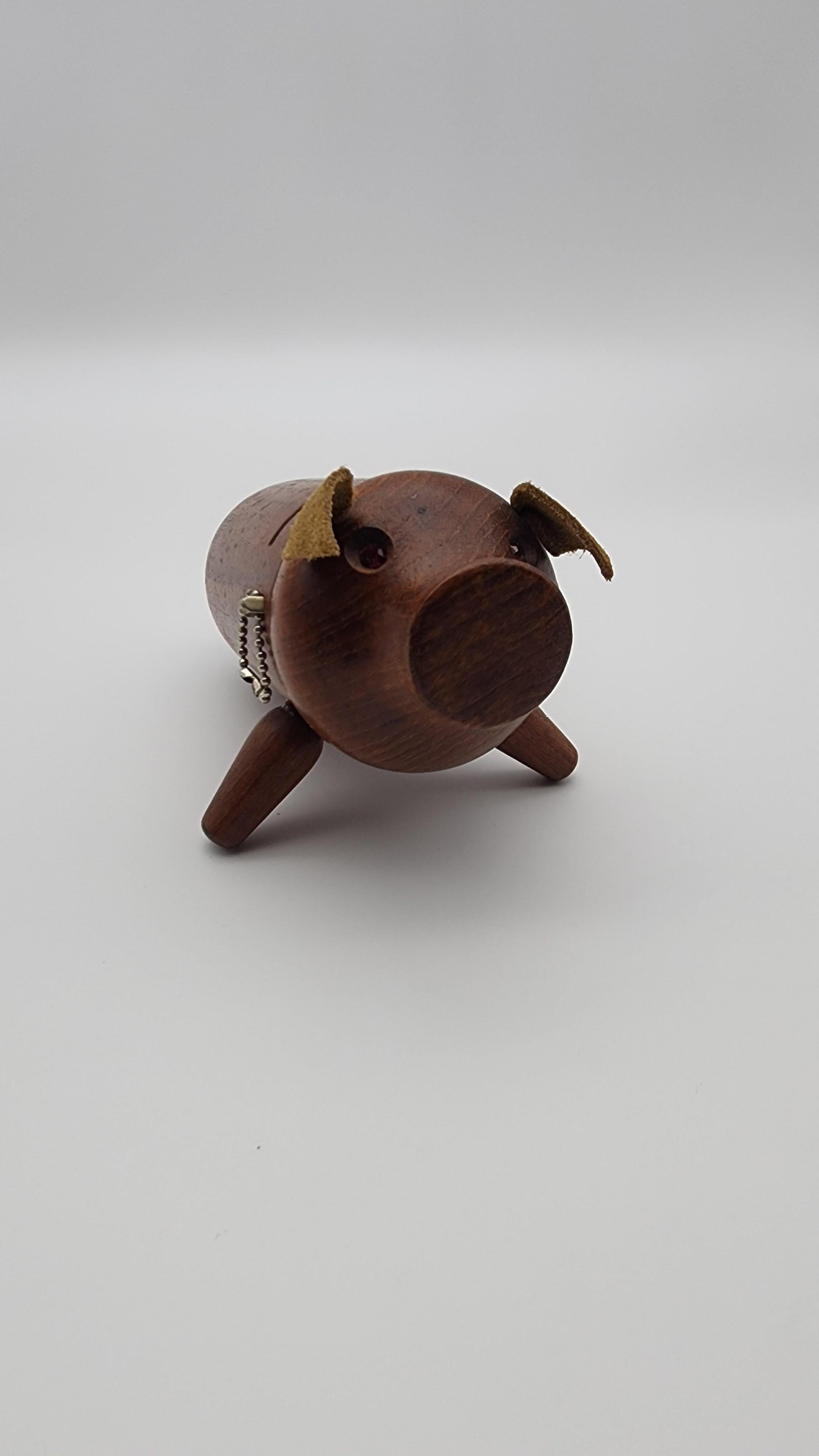 Vintage Scandinavian Modern Teak Piggy Bank 6