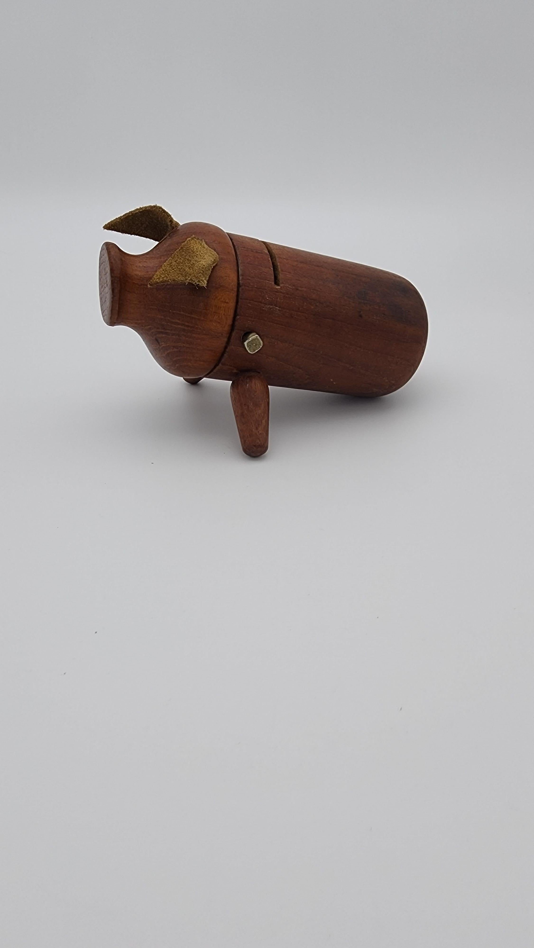 Vintage Scandinavian Modern Teak Piggy Bank 1