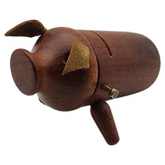 Vintage Scandinavian Modern Teak Piggy Bank