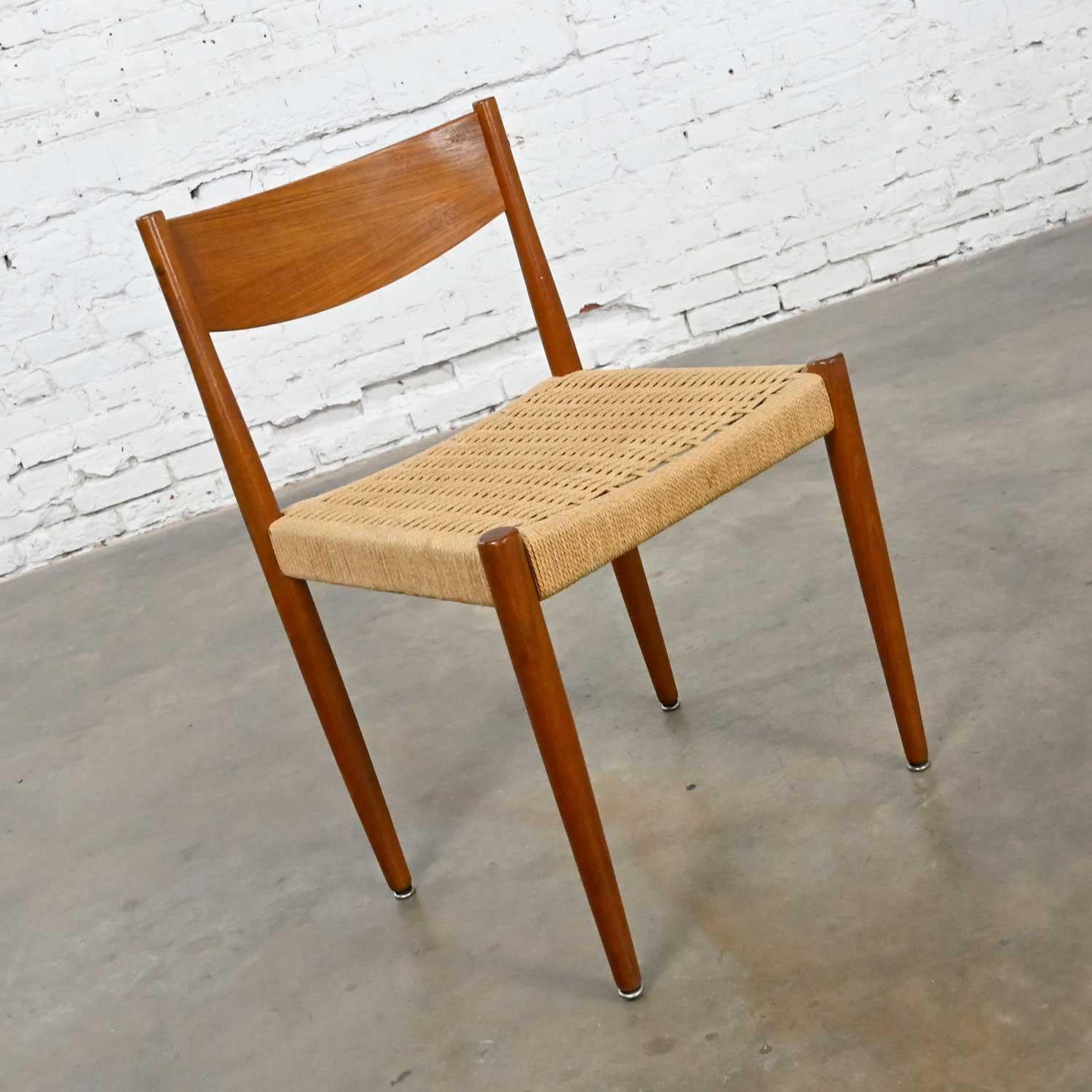 Papercord Vintage Scandinavian Modern Teak Side Dining Chair Attr Poul Volther Frem Rojle