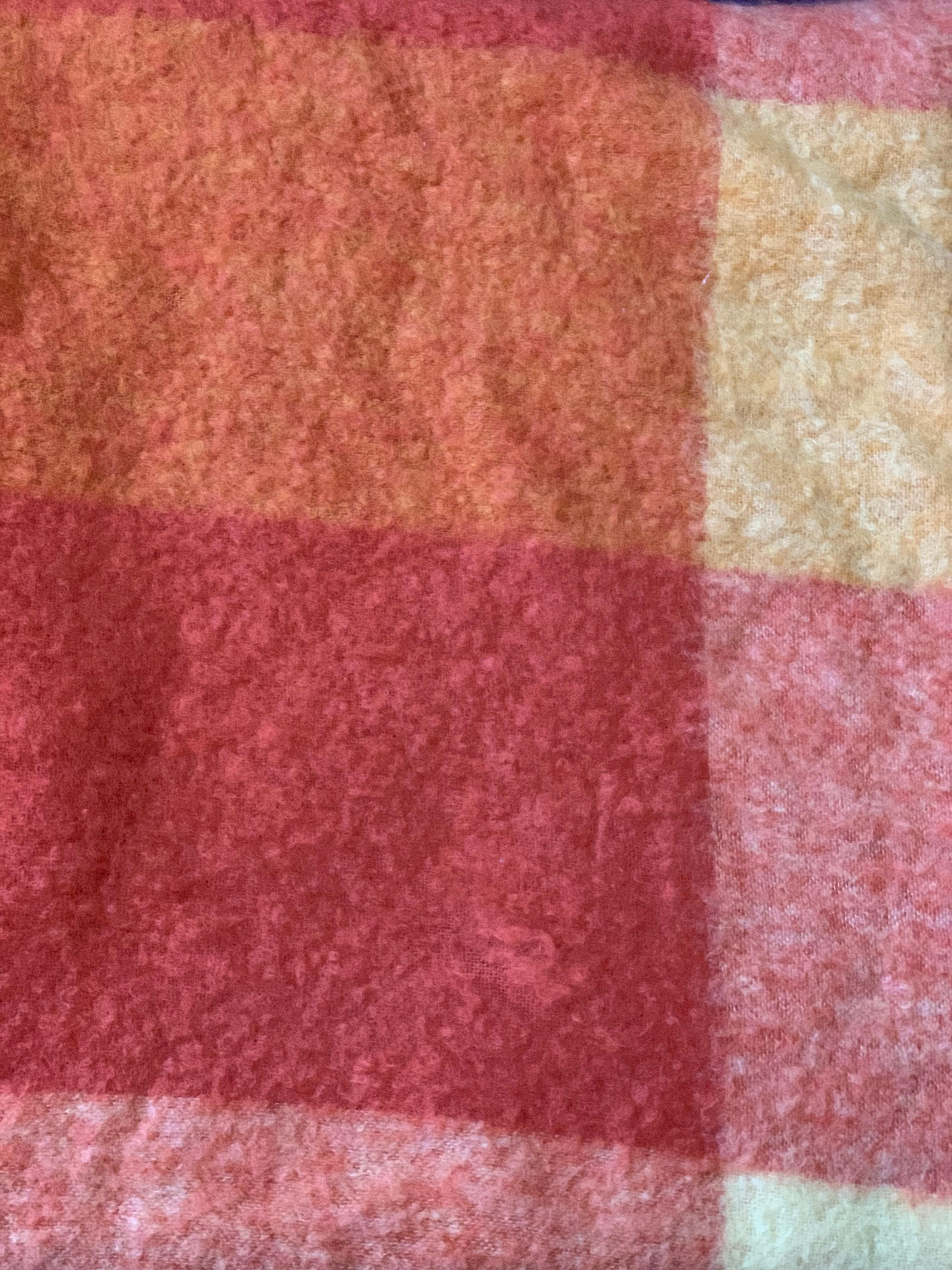 Finnish Vintage Scandinavian Mohair Wool Throw Blanket Orange & Yellow Elena Rewell