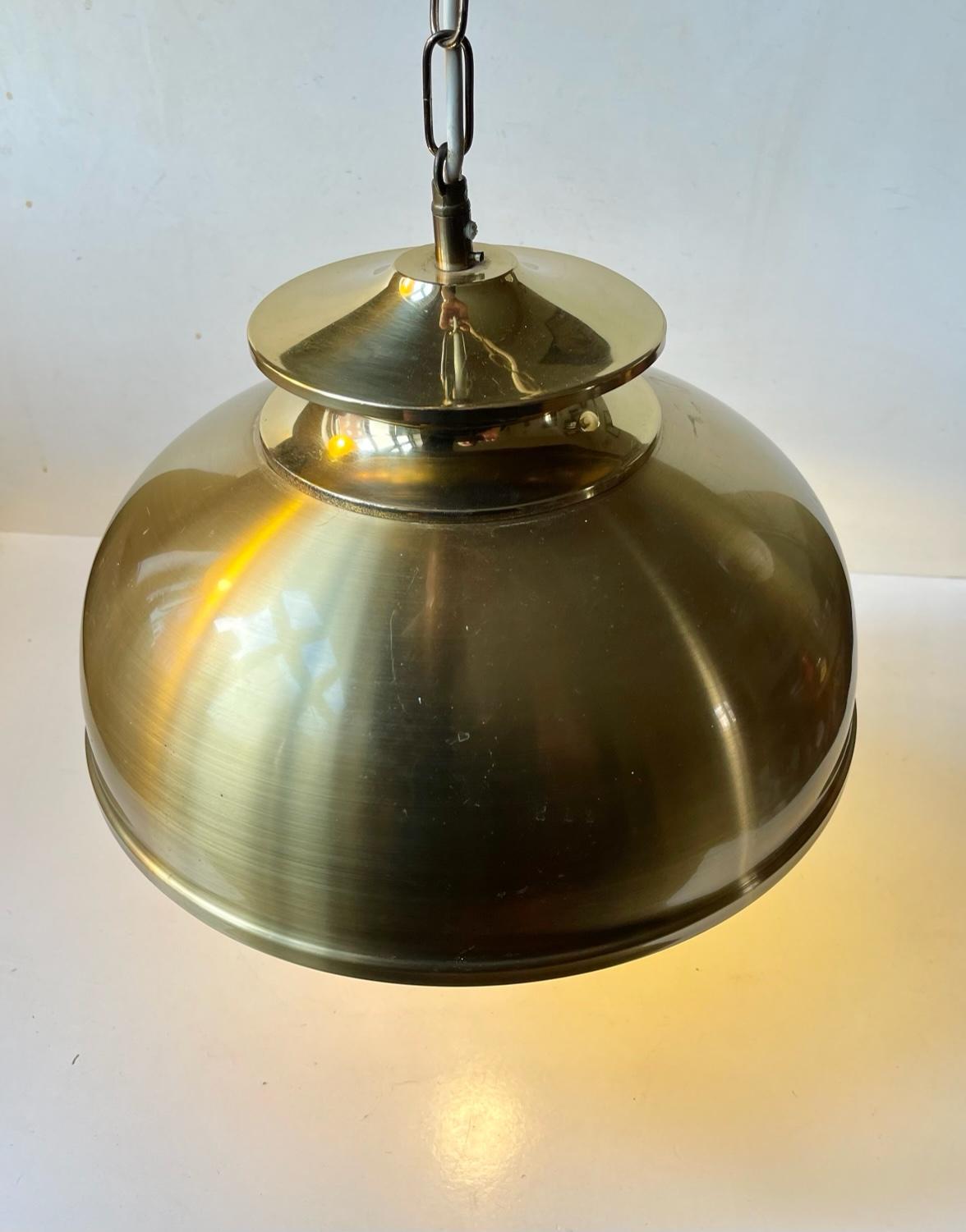 Scandinavian Modern Vintage Scandinavian Nautical Hanging Lamp in Brass, 1970s For Sale