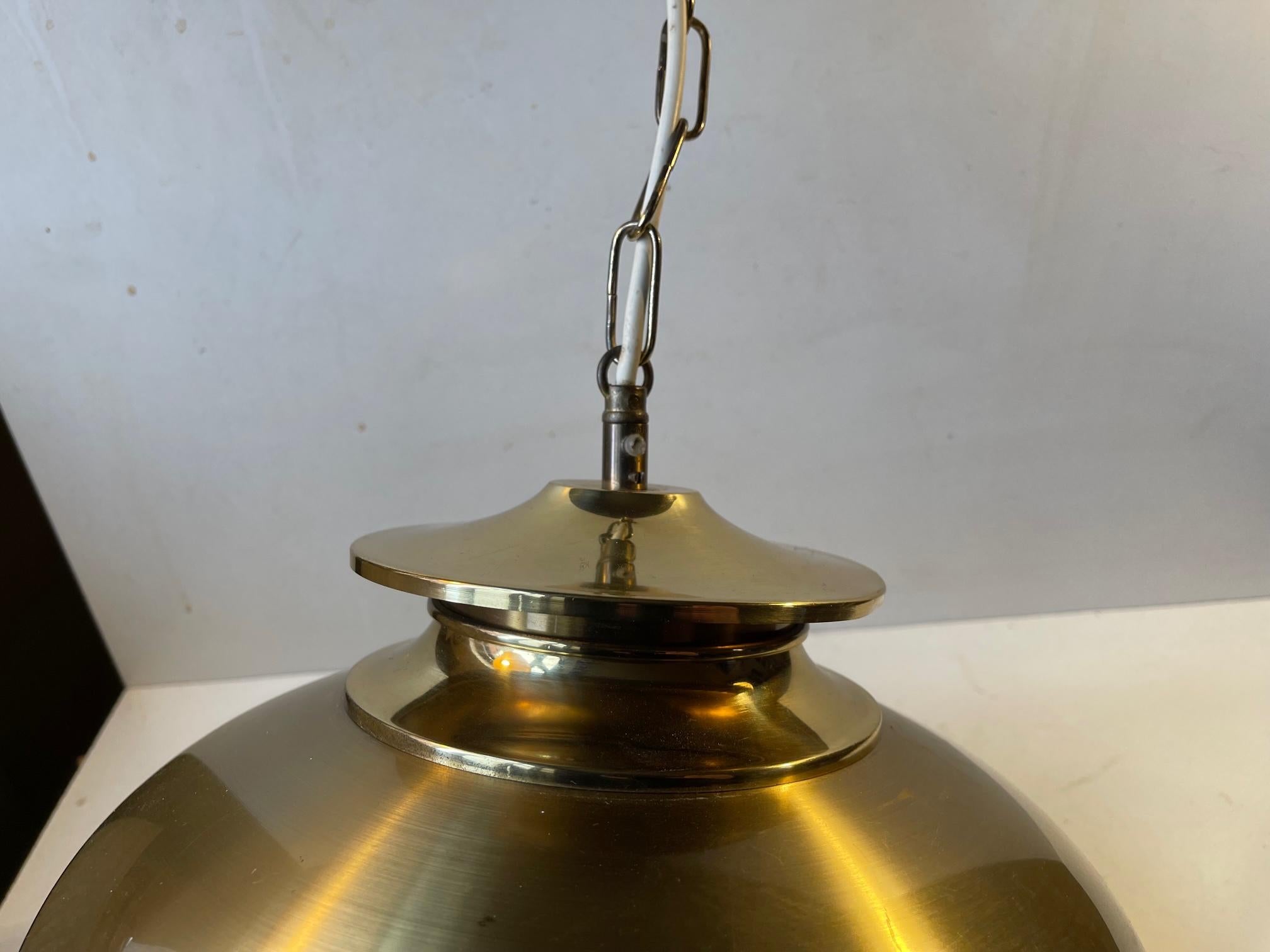 Late 20th Century Vintage Scandinavian Nautical Hanging Lamp in Brass, 1970s For Sale