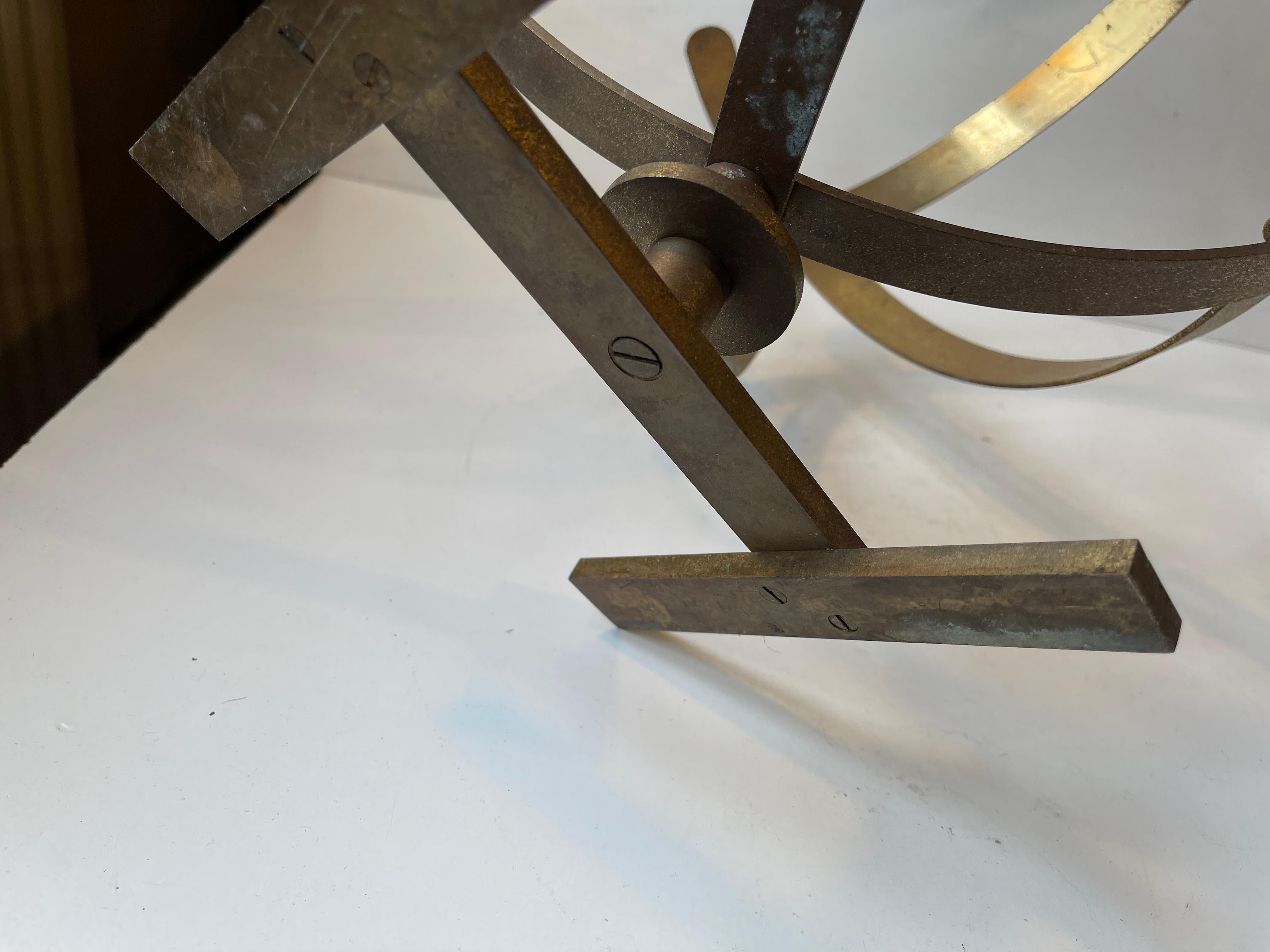 Cadran solaire nautique scandinave vintage en laiton, années 1950 en vente 3