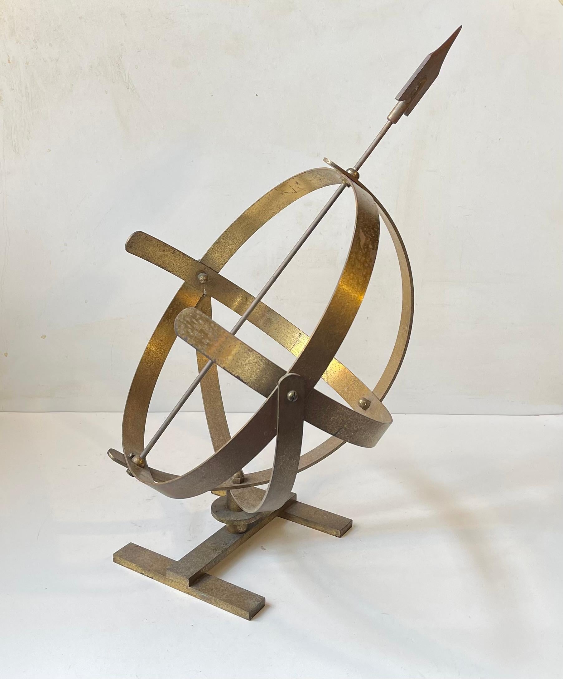 Cadran solaire nautique scandinave vintage en laiton, années 1950 en vente 4