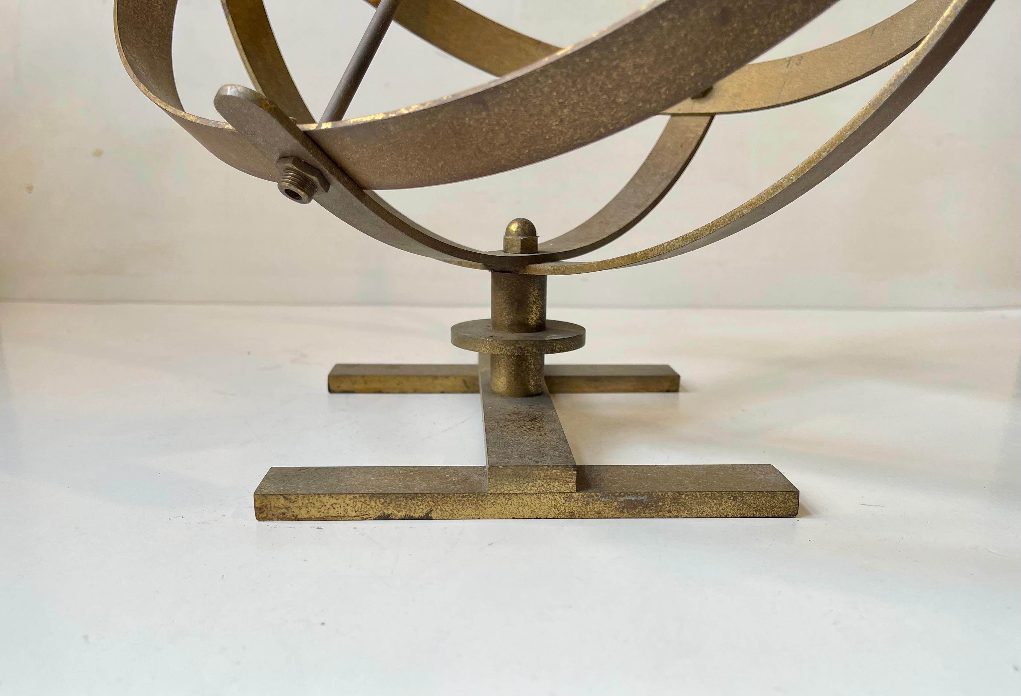Mid-Century Modern Cadran solaire nautique scandinave vintage en laiton, années 1950 en vente