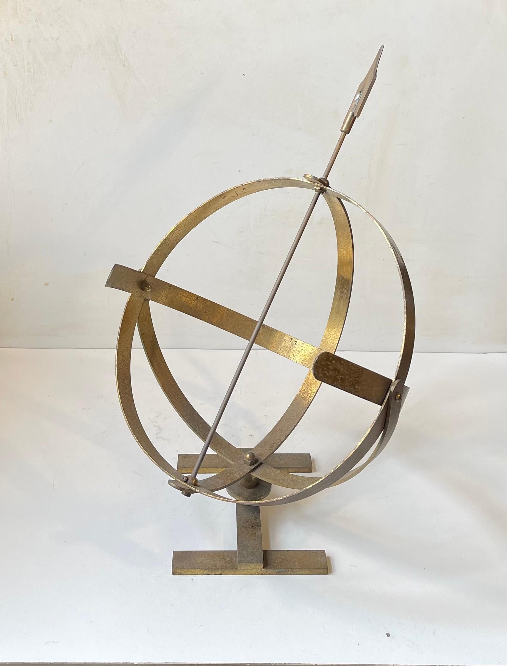 Scandinave Cadran solaire nautique scandinave vintage en laiton, années 1950 en vente