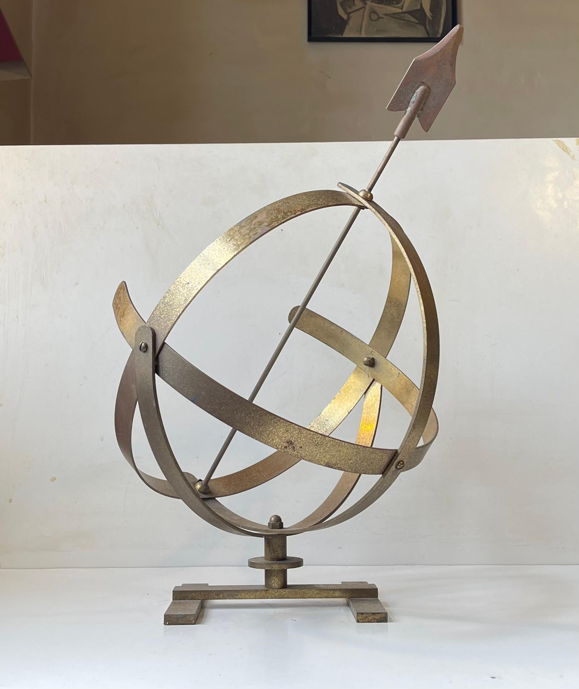 20ième siècle Cadran solaire nautique scandinave vintage en laiton, années 1950 en vente