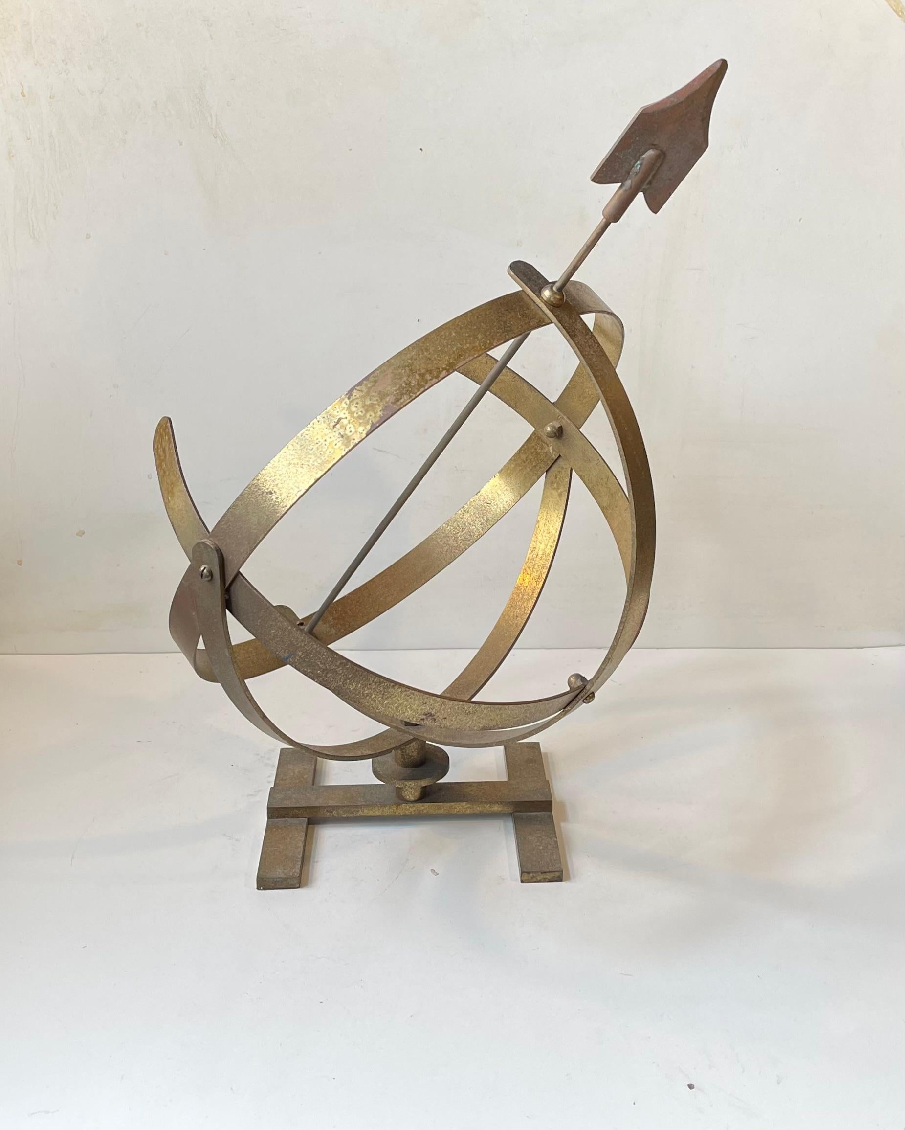 Laiton Cadran solaire nautique scandinave vintage en laiton, années 1950 en vente