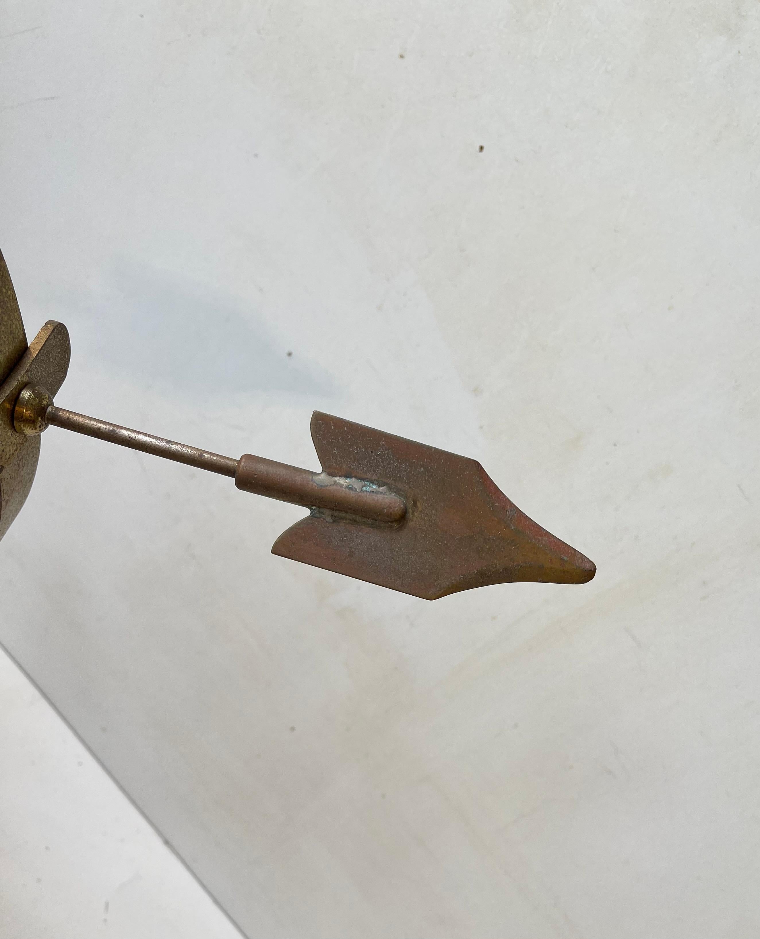 Cadran solaire nautique scandinave vintage en laiton, années 1950 en vente 2