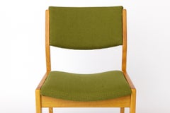 Vintage Scandinavian Oak Chair, 1970s, Norwegian Design, Newly Upholstered Green