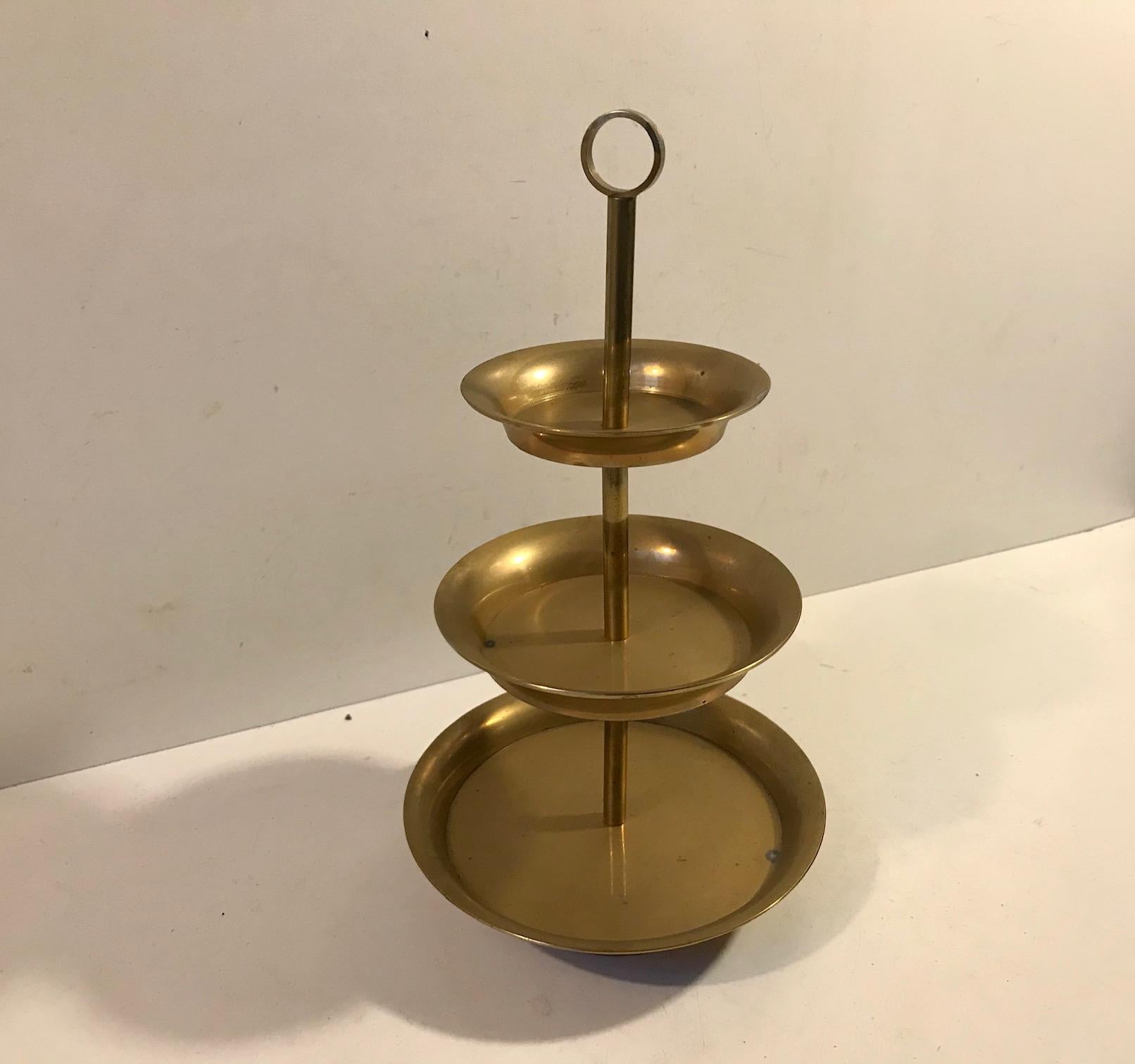 Vintage Scandinavian Petit Fours Chocolate or Cake Stand in Brass In Good Condition In Esbjerg, DK