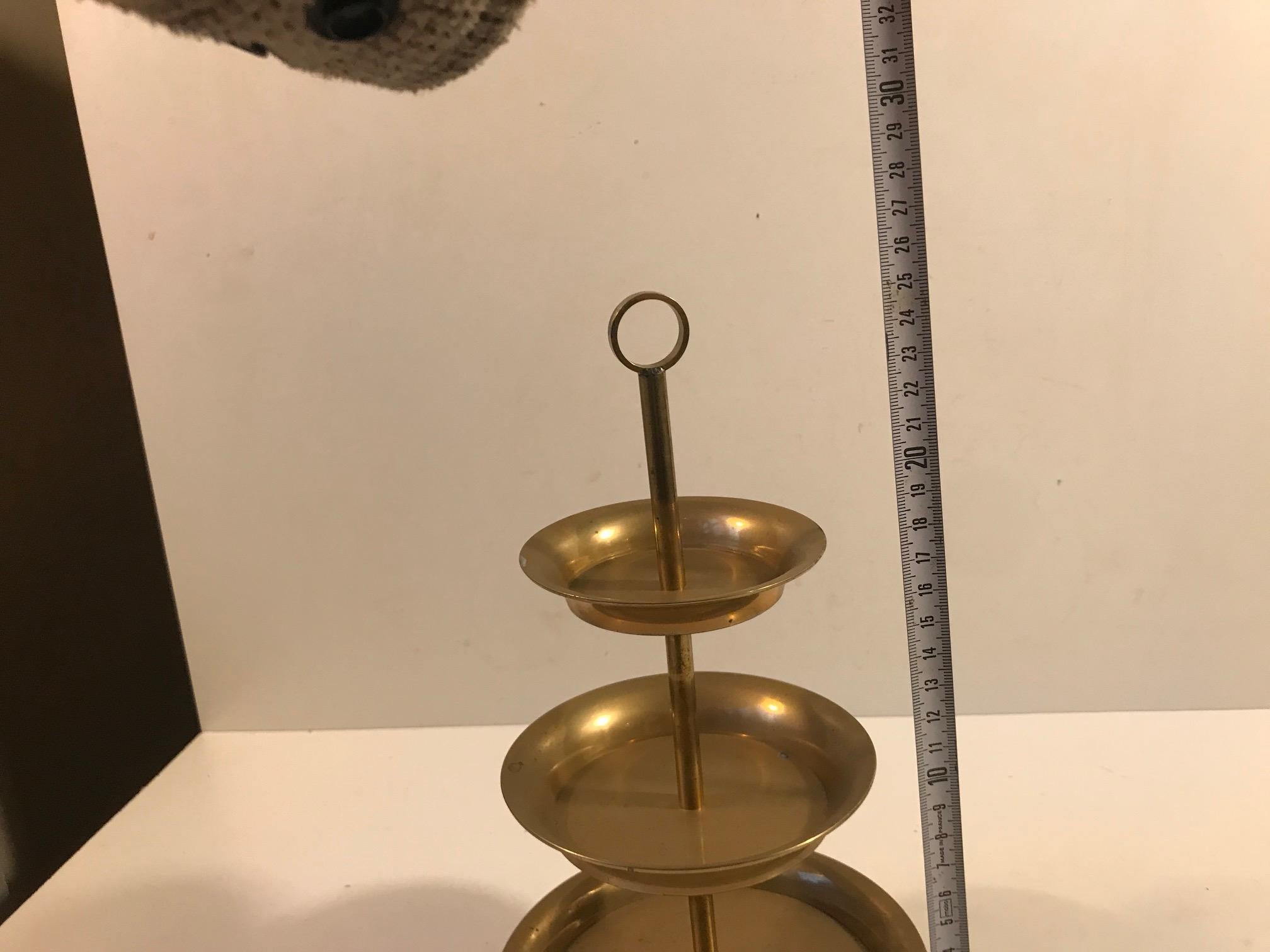 Vintage Scandinavian Petit Fours Chocolate or Cake Stand in Brass 1