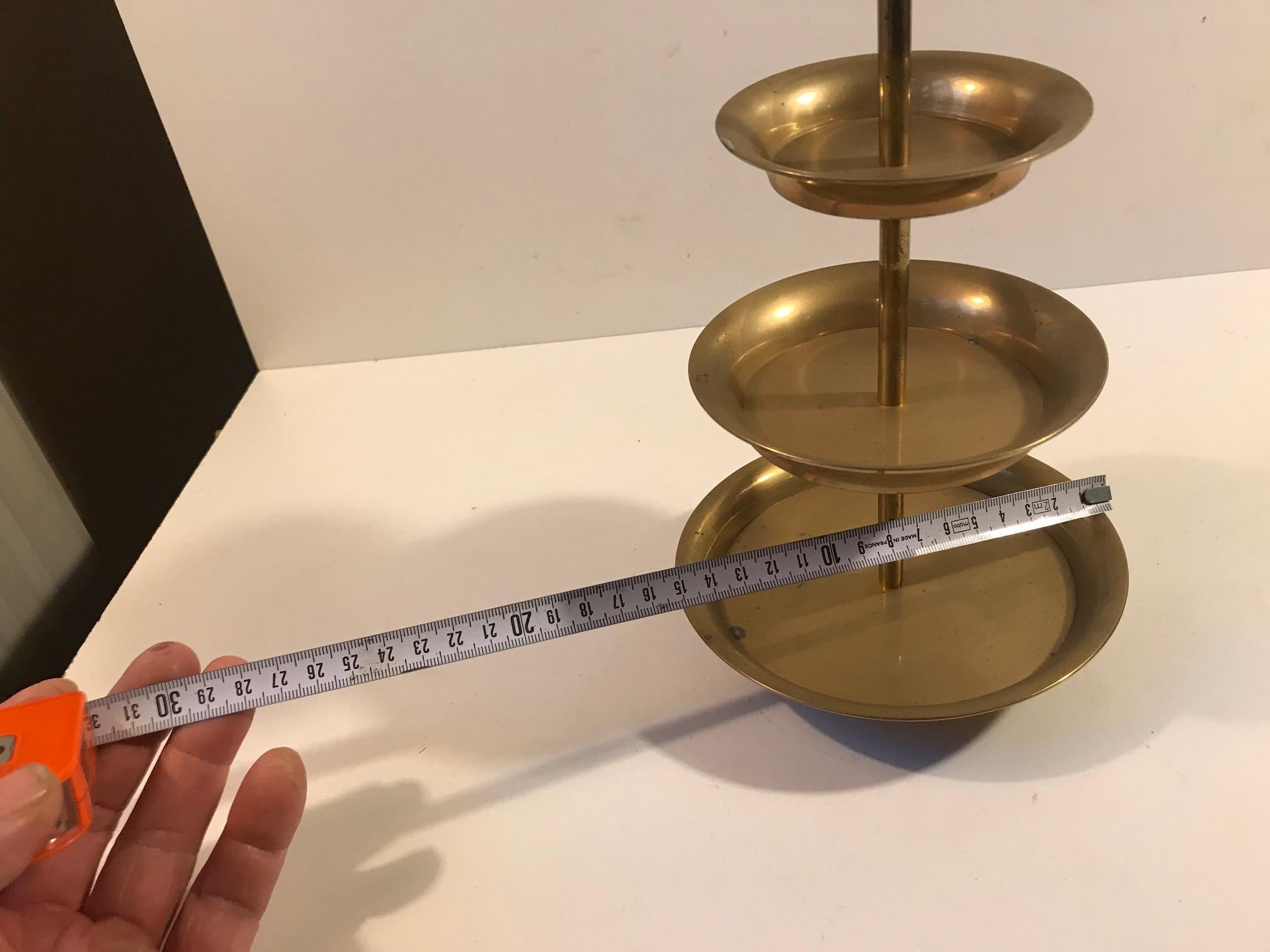 Vintage Scandinavian Petit Fours Chocolate or Cake Stand in Brass 2