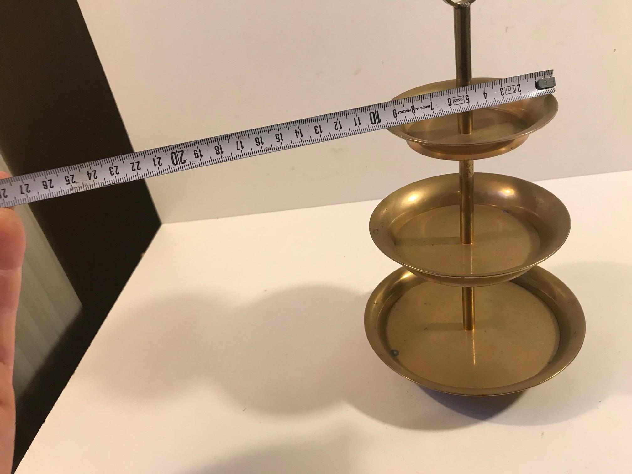 Vintage Scandinavian Petit Fours Chocolate or Cake Stand in Brass 4