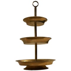 Vintage Scandinavian Petit Fours Chocolate or Cake Stand in Brass