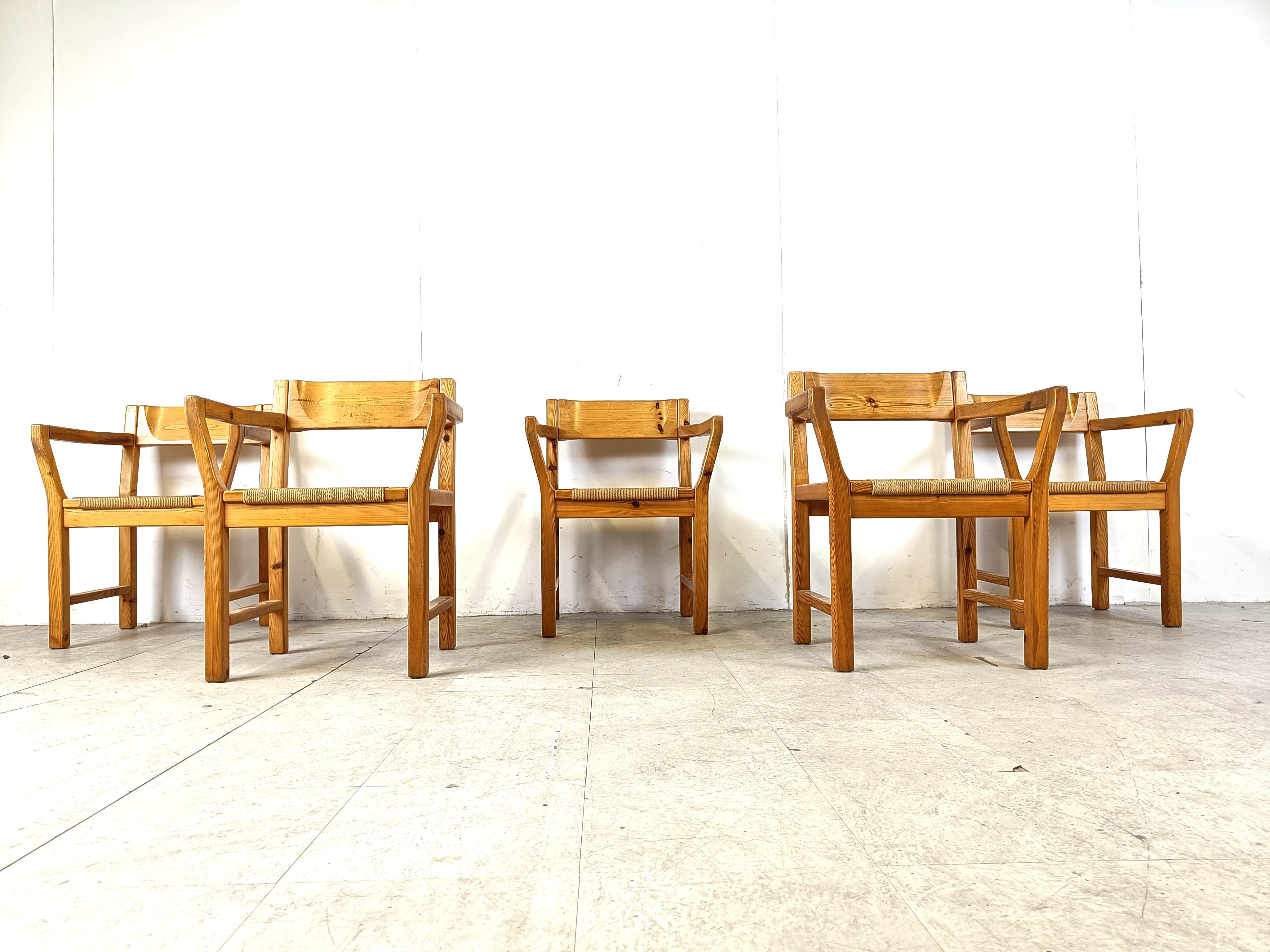 Esstischstühle aus skandinavischem Kiefernholz, 1960er Jahre von GM Mobler im Zustand „Gut“ im Angebot in Leuven, Vlaams Gewest