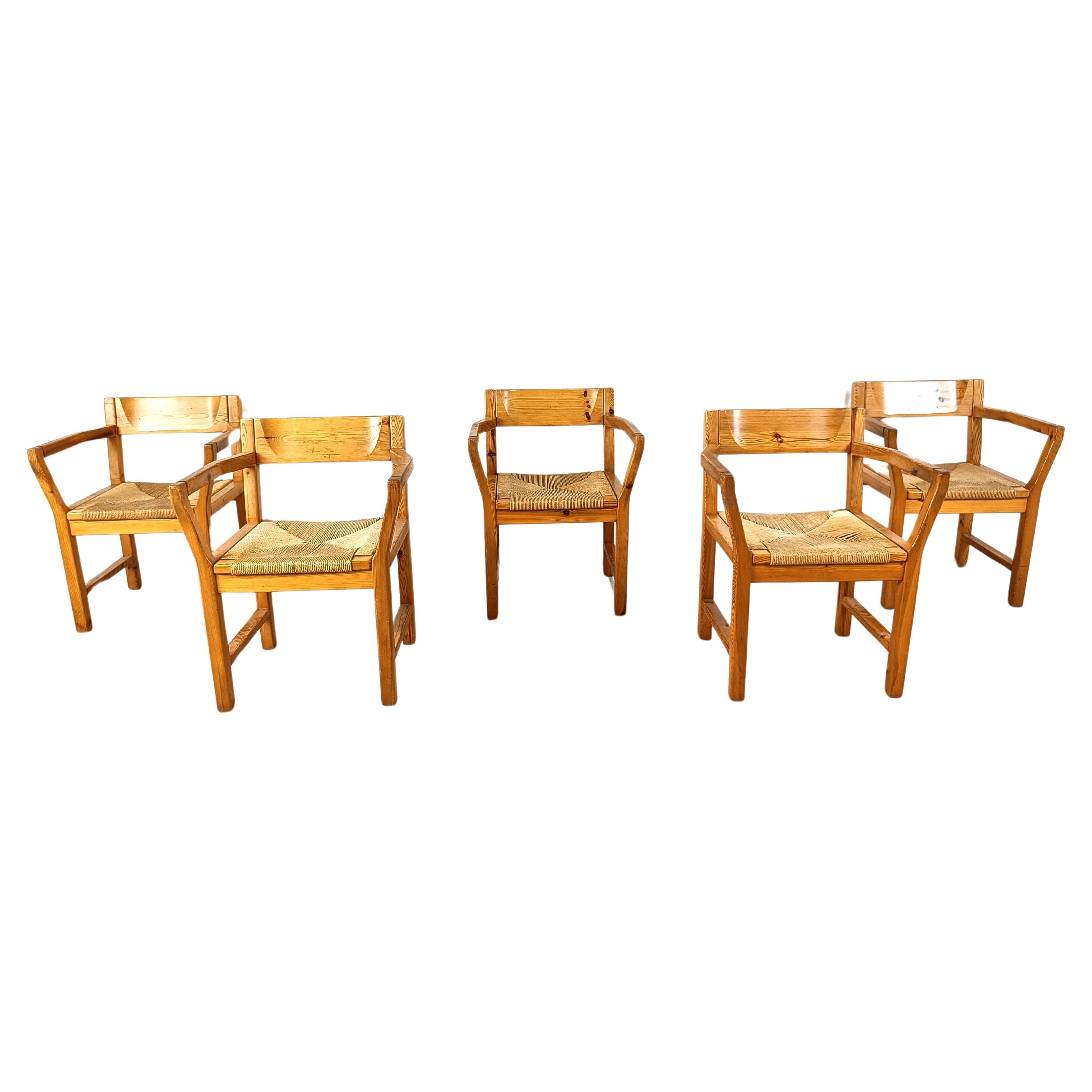 Chaises de salle à manger scandinaves vintage en bois de pin, années 1960 par GM Mobler en vente