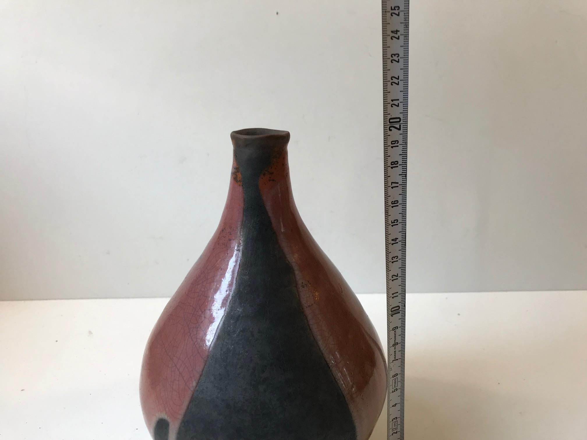 Vintage Scandinavian Raku Glazed Pottery Vase, 1960s 1