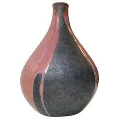 Vintage Scandinavian Raku Glazed Pottery Vase, 1960s