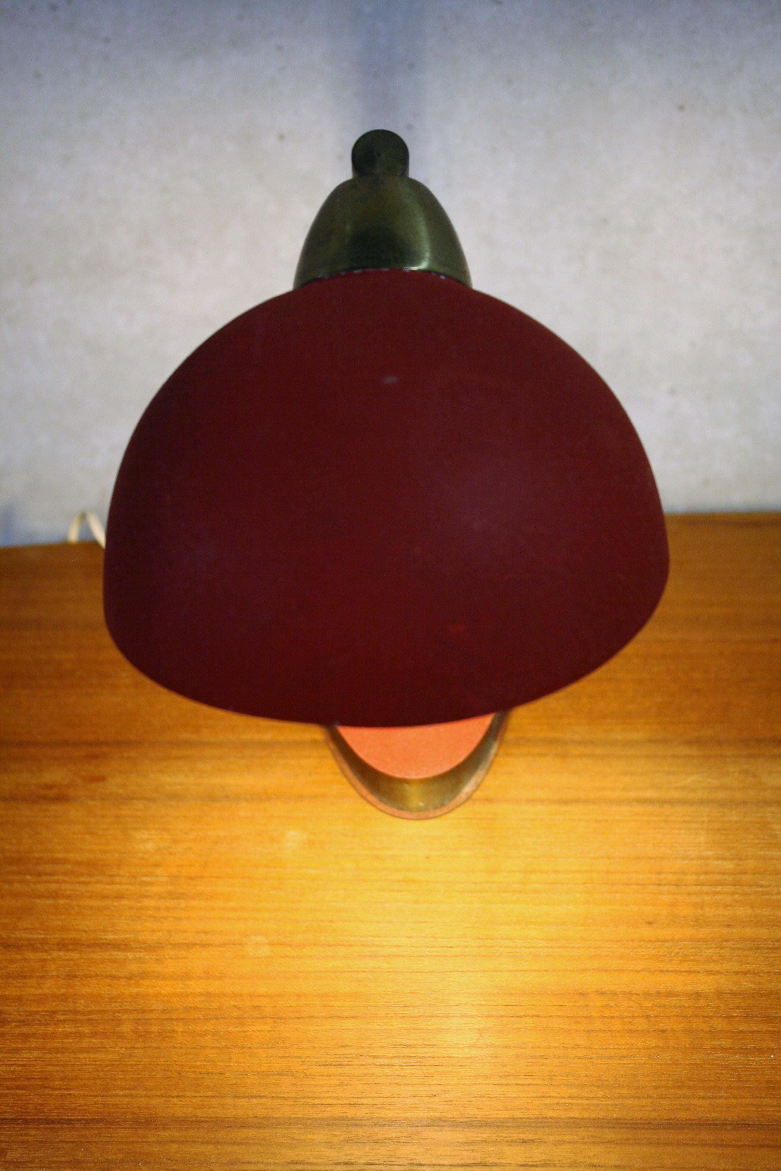 Mid-Century Modern Vintage Scandinavian Red Desk Lamp, 1950s, Denmark