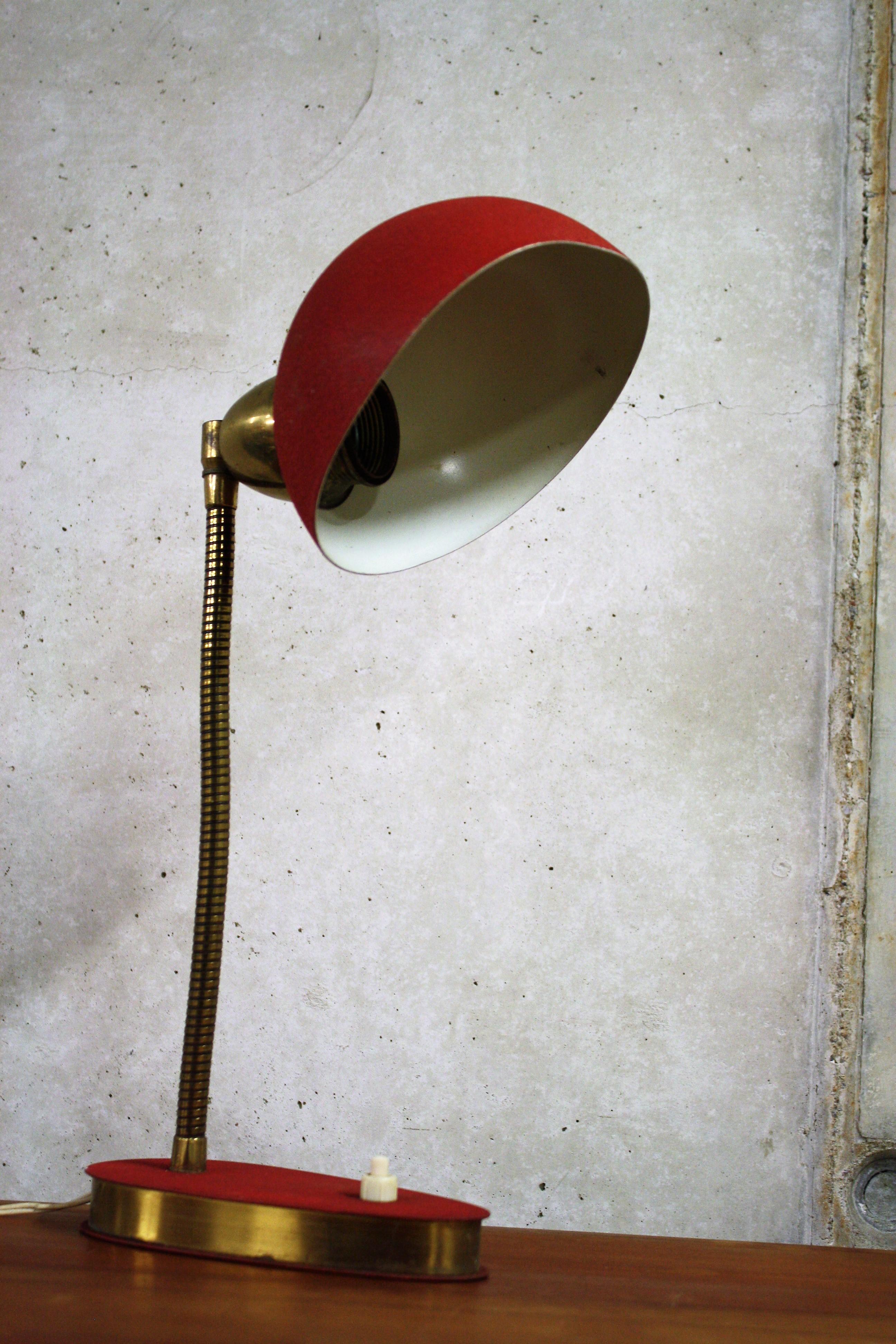 Danish Vintage Scandinavian Red Desk Lamp, 1950s, Denmark