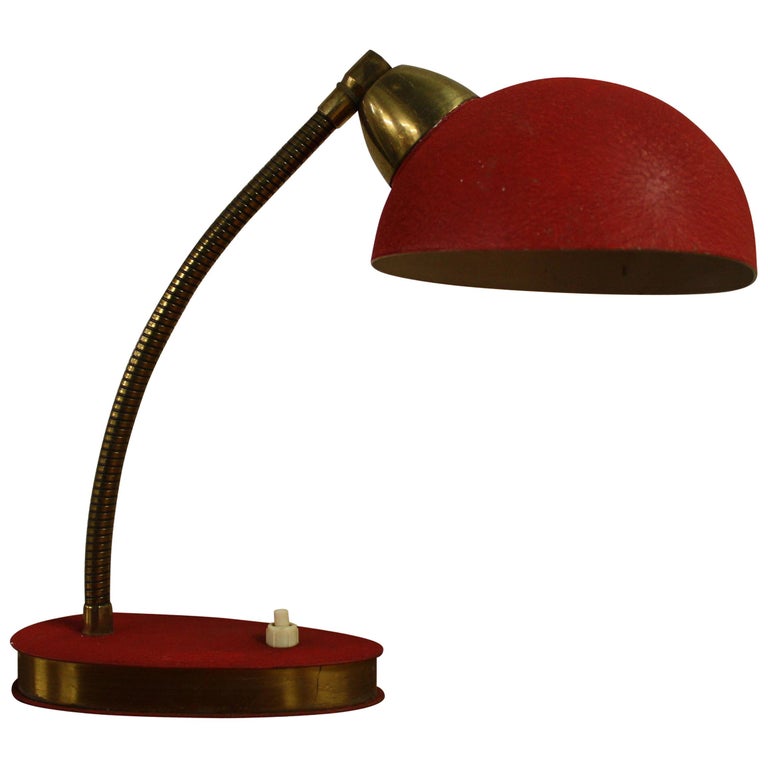 Vintage Scandinavian Red Desk Lamp 1950s Denmark